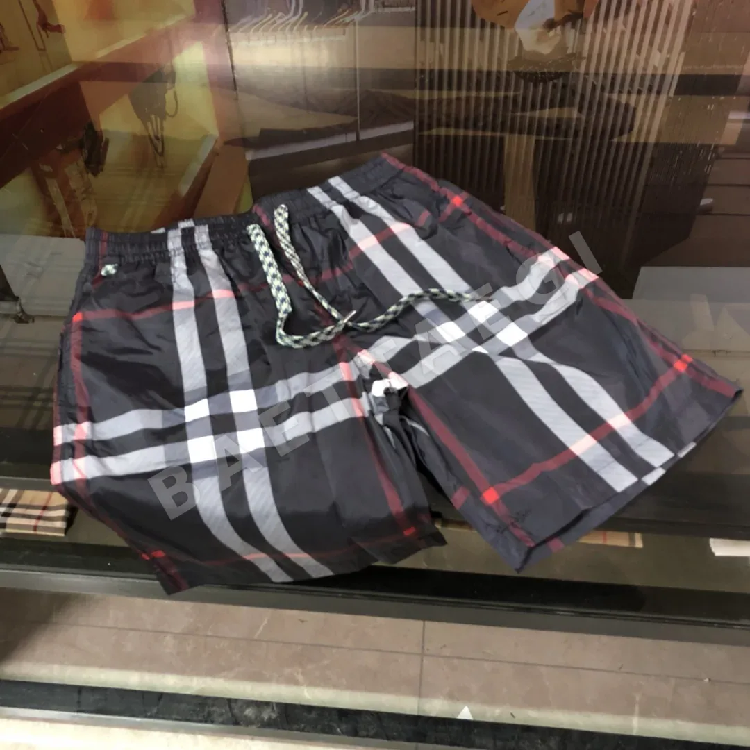 버버리 체크 패턴 메시 안감 남성 반바지 136794