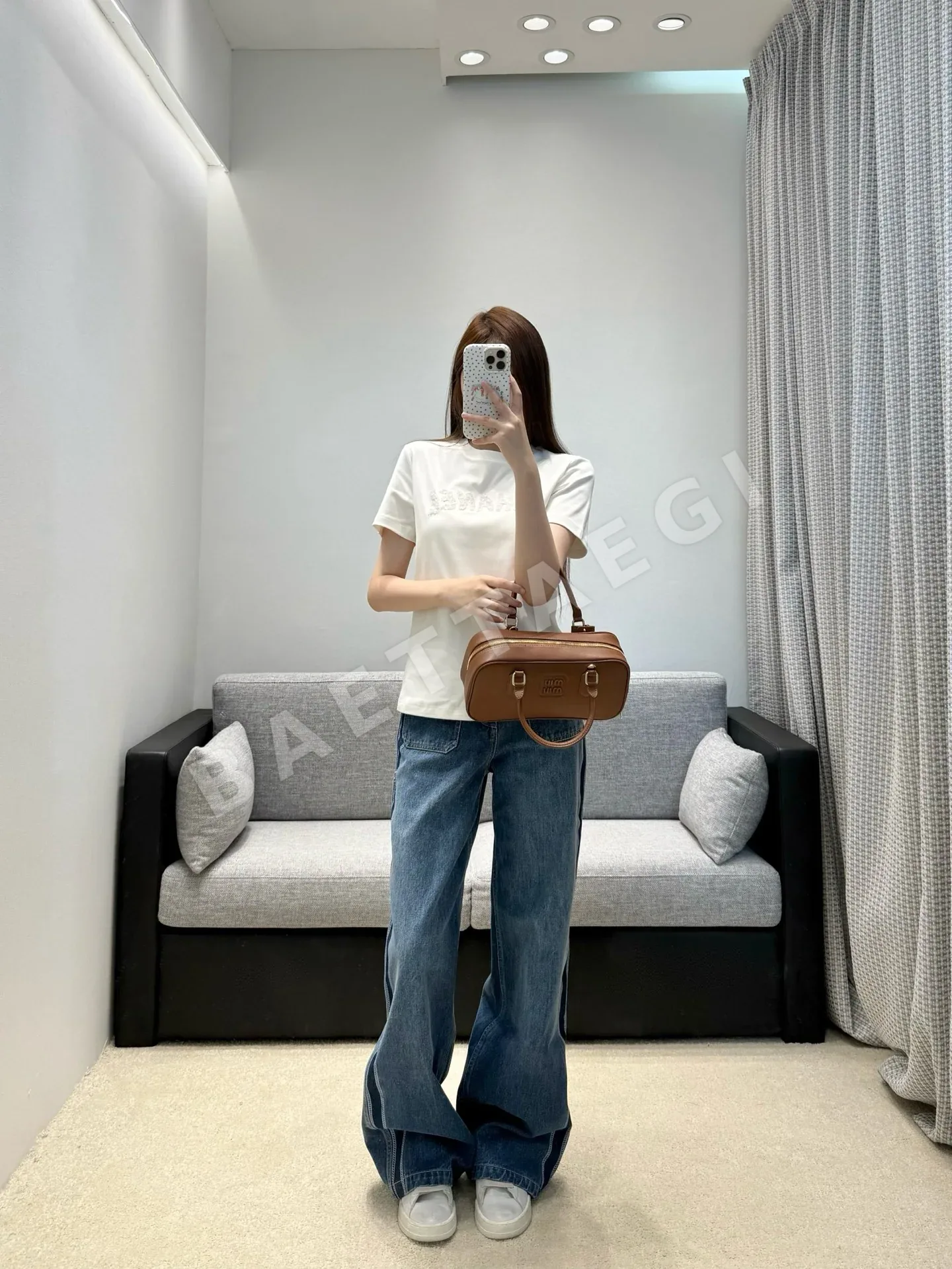 샤넬 비즈 장식 여성 반팔 티셔츠 상세 이미지 6
