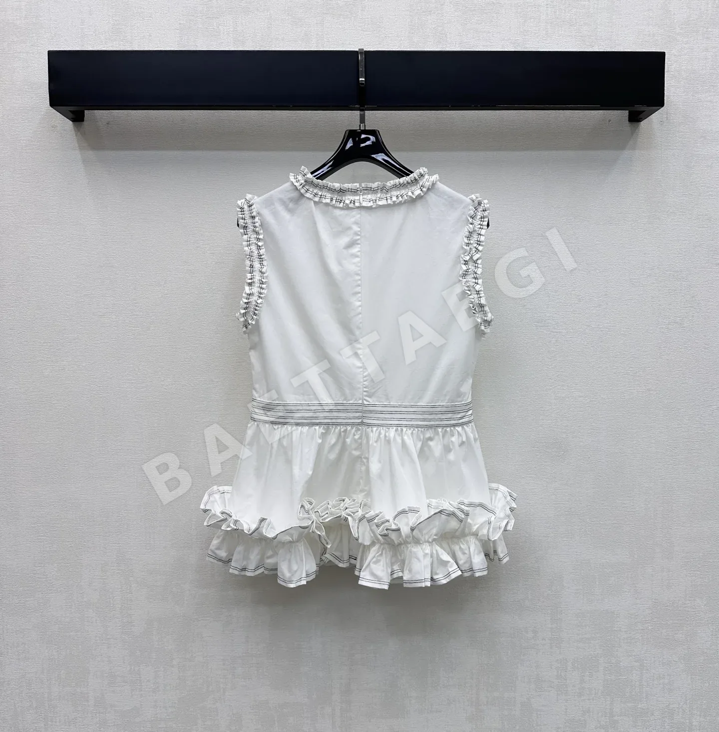 루이비통 컬러 블록 플리츠 레이스 여성 민소매 베스트 상세 이미지 5