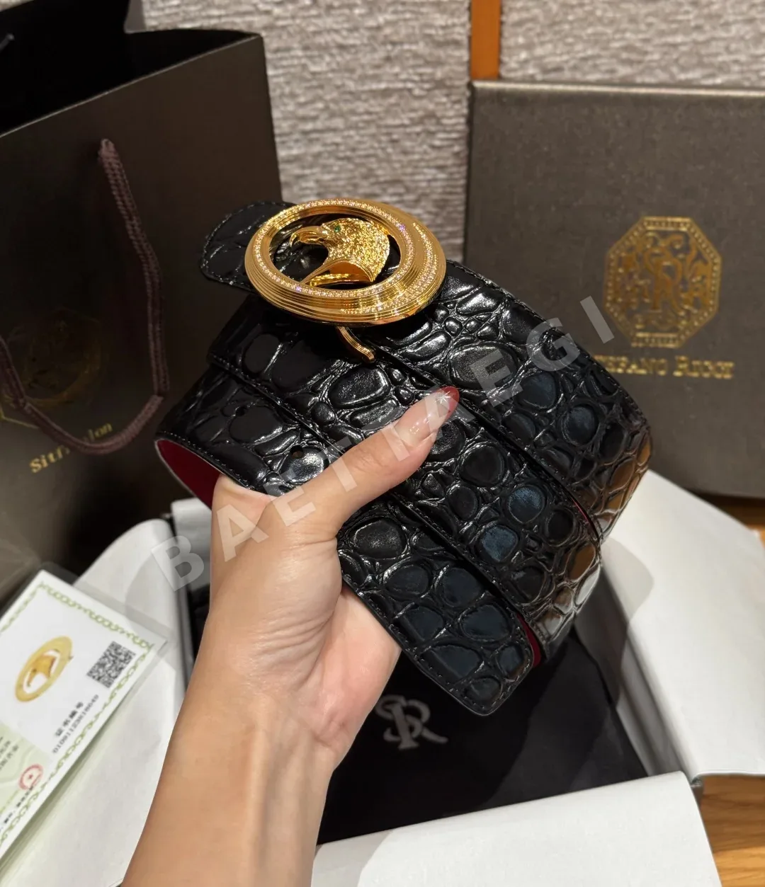 스테파노리치 다이아몬드 장식 양면 소가죽 벨트 상세 이미지 2