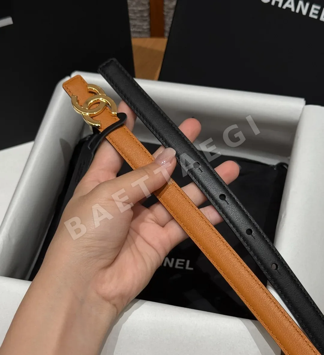 샤넬 더블 C 버클 양면 가죽 벨트 상세 이미지 8