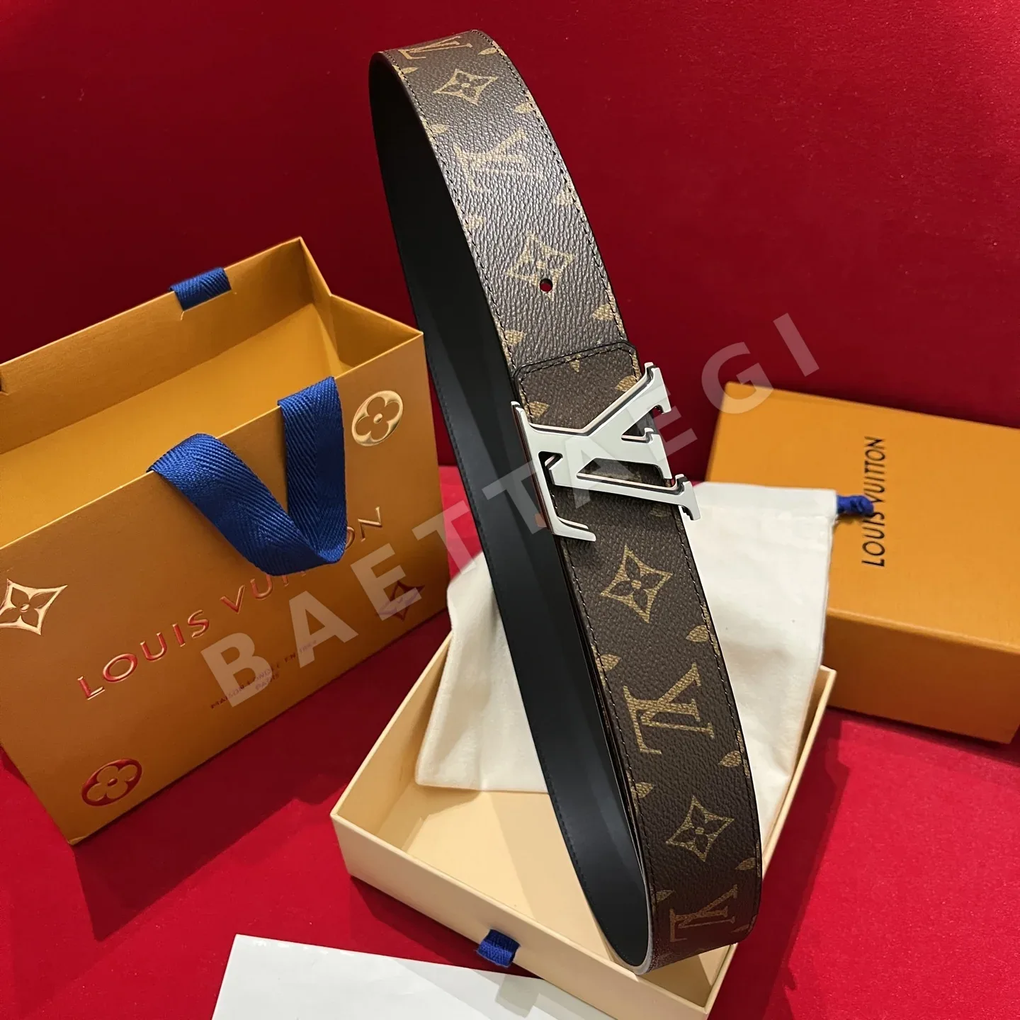 루이비통 LV 옵티컬 버클 캔버스 벨트 57529