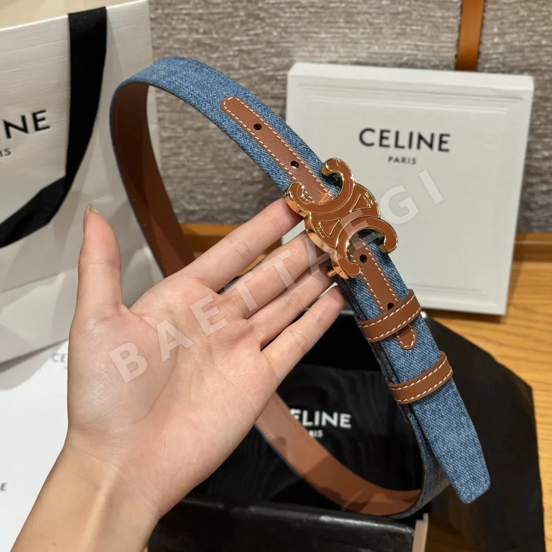 셀린느 데님 소가죽 벨트 TRIOMPHE 버클 상세 이미지 3