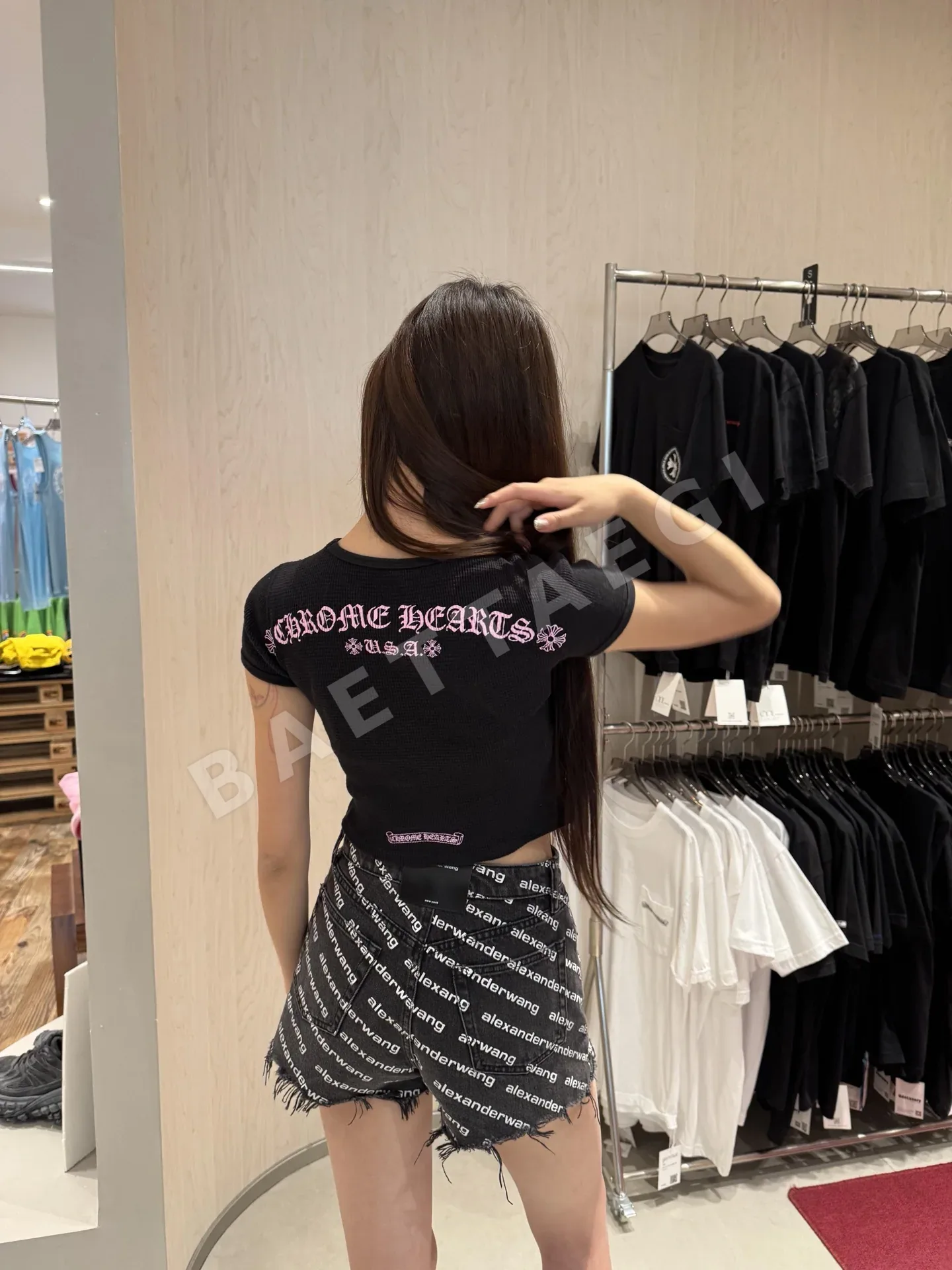 크롬하츠 산스크리트어 프린트 와플 반팔 티셔츠 상세 이미지 5