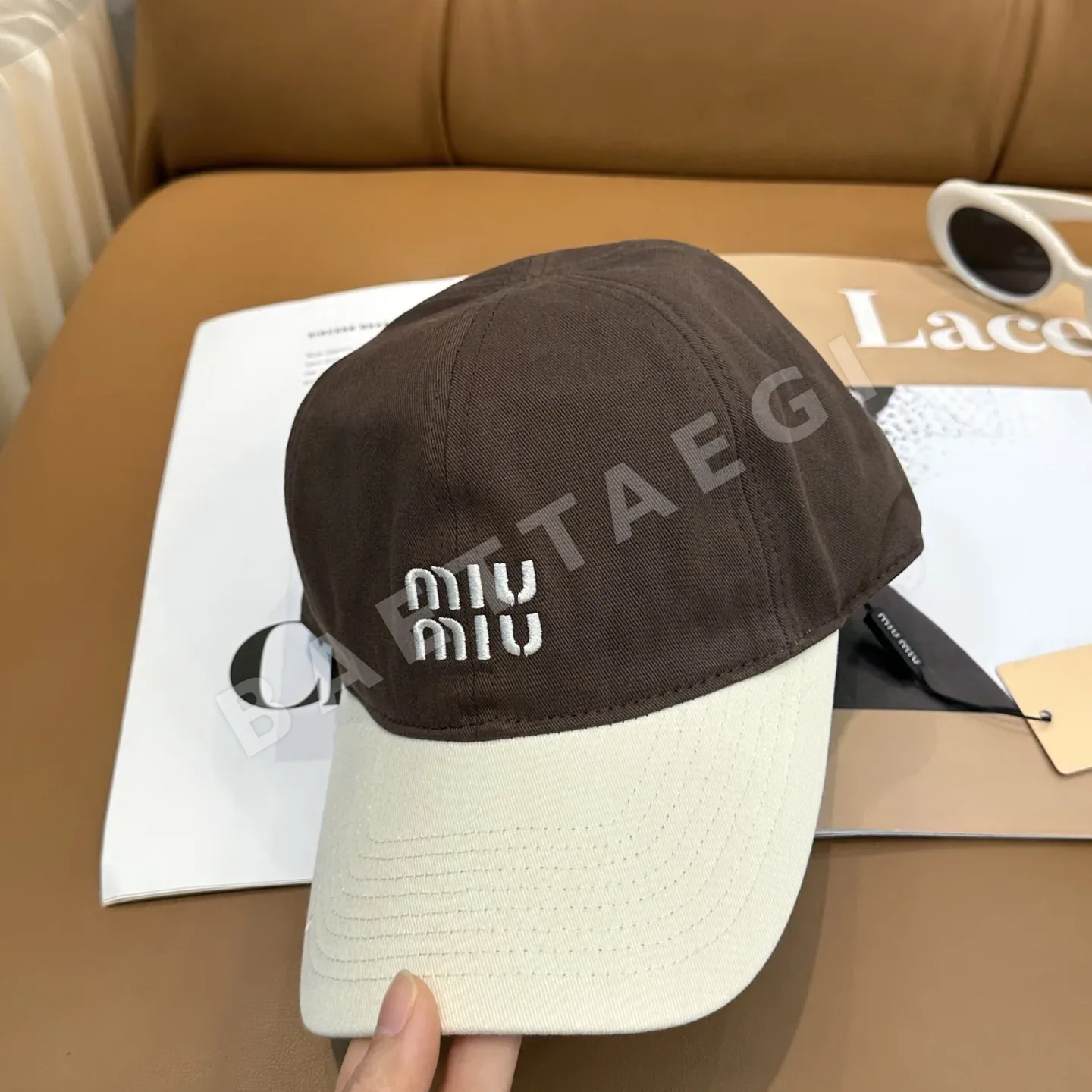 미우미우 컬러 블록 자수 야구모자 상세 이미지 2