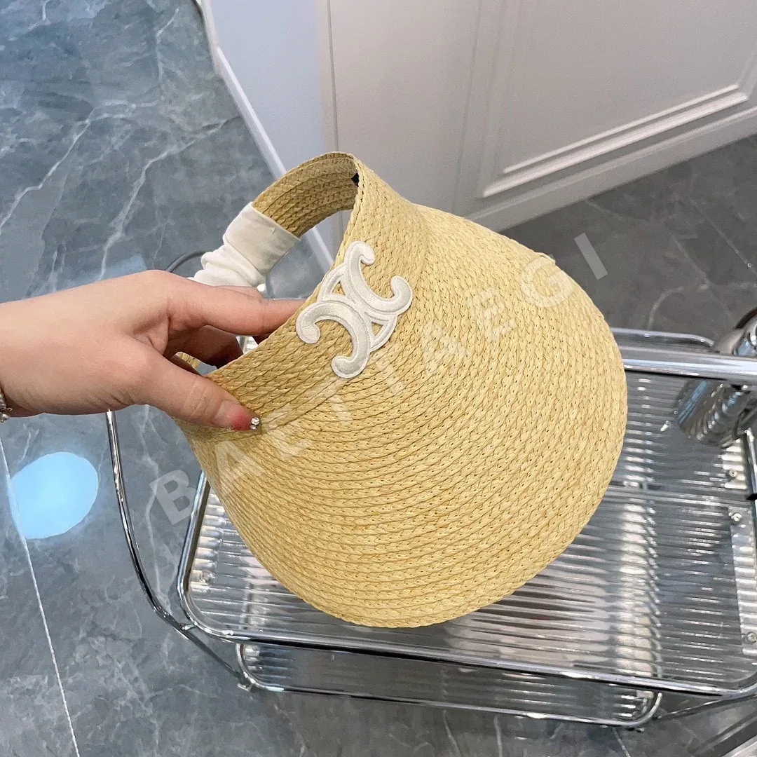 셀린느 자수 엠블럼 라피아 바이저 모자 상세 이미지 2