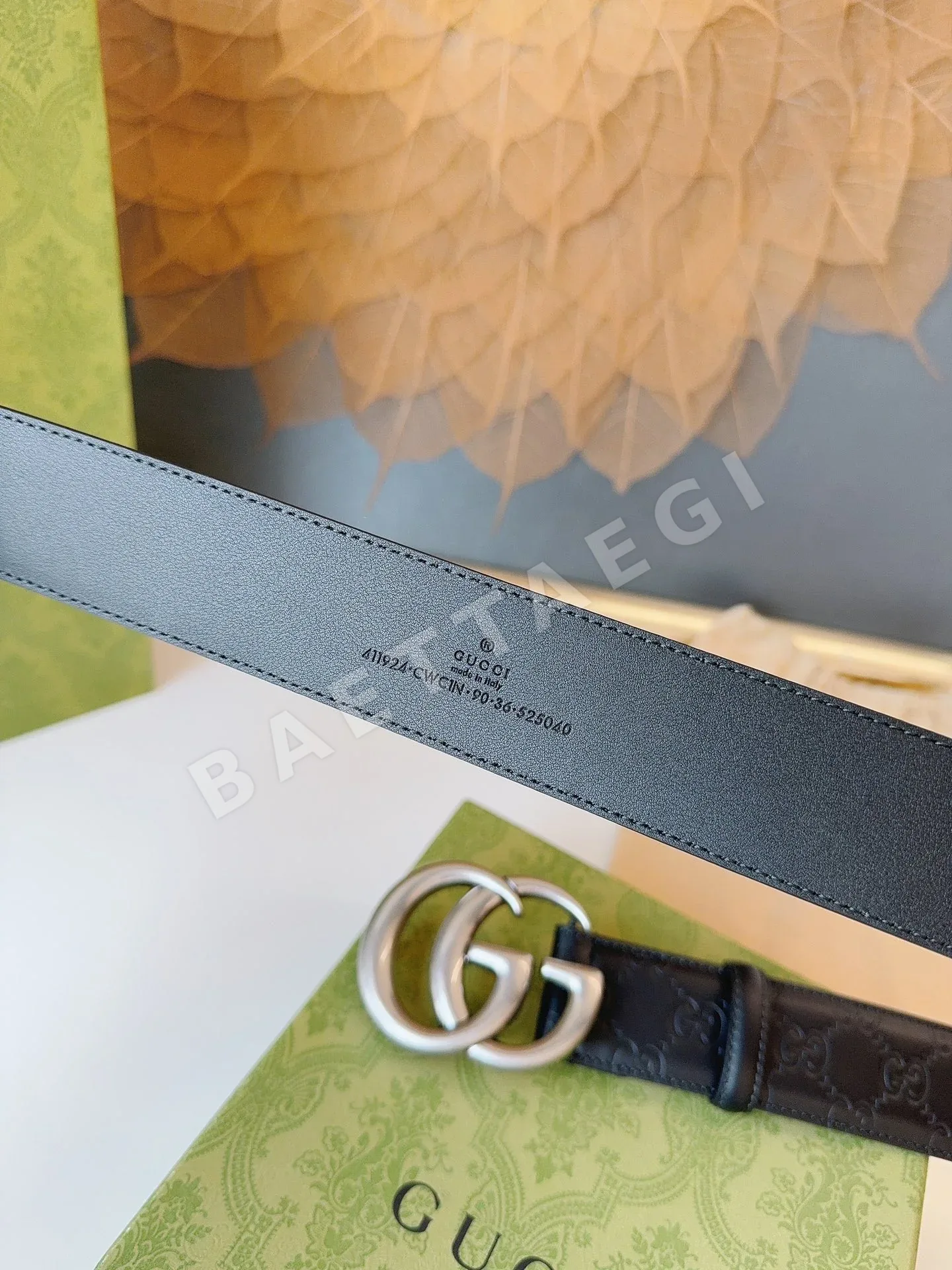 구찌 인터로킹 더블 G 버클 시그니처 가죽 벨트 상세 이미지 6