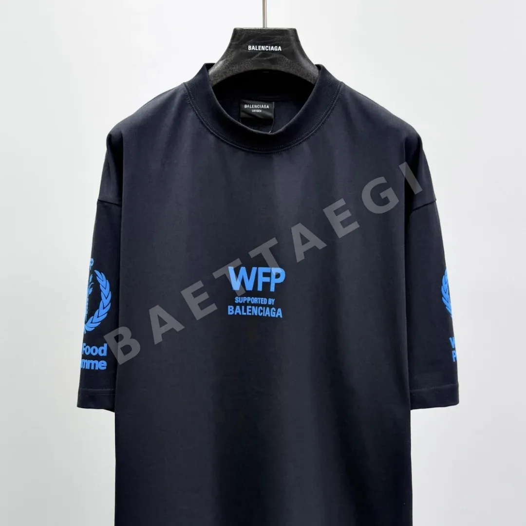 발렌시아가 WFP 프린트 코튼 라운드넥 반팔 니트 상세 이미지 3