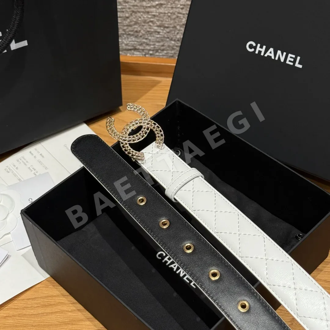 샤넬 다이아몬드 패턴 램스킨 더블 C 메탈 벨트 상세 이미지 6