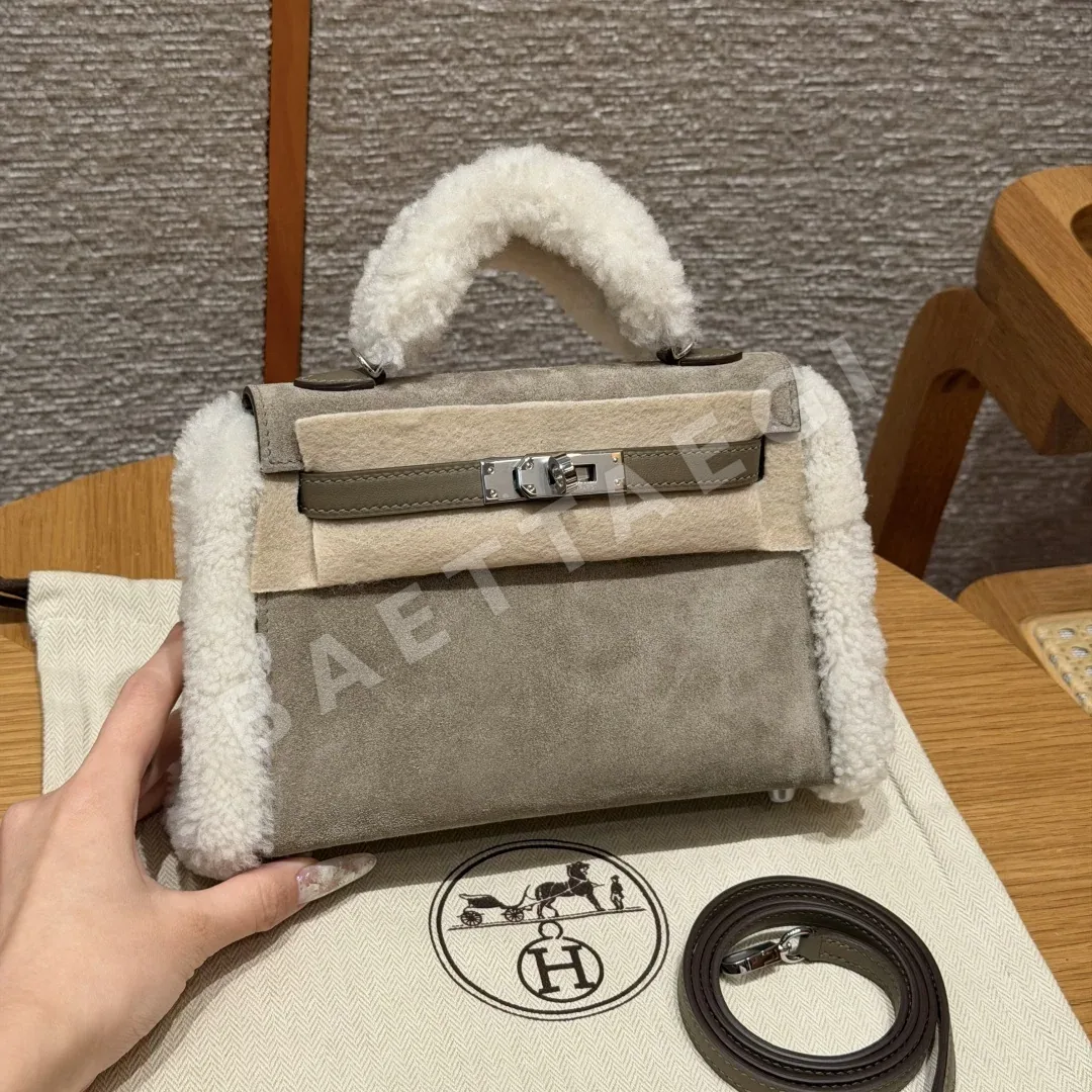 에르메스 켈리 페블 그레이 가죽 가방 192857