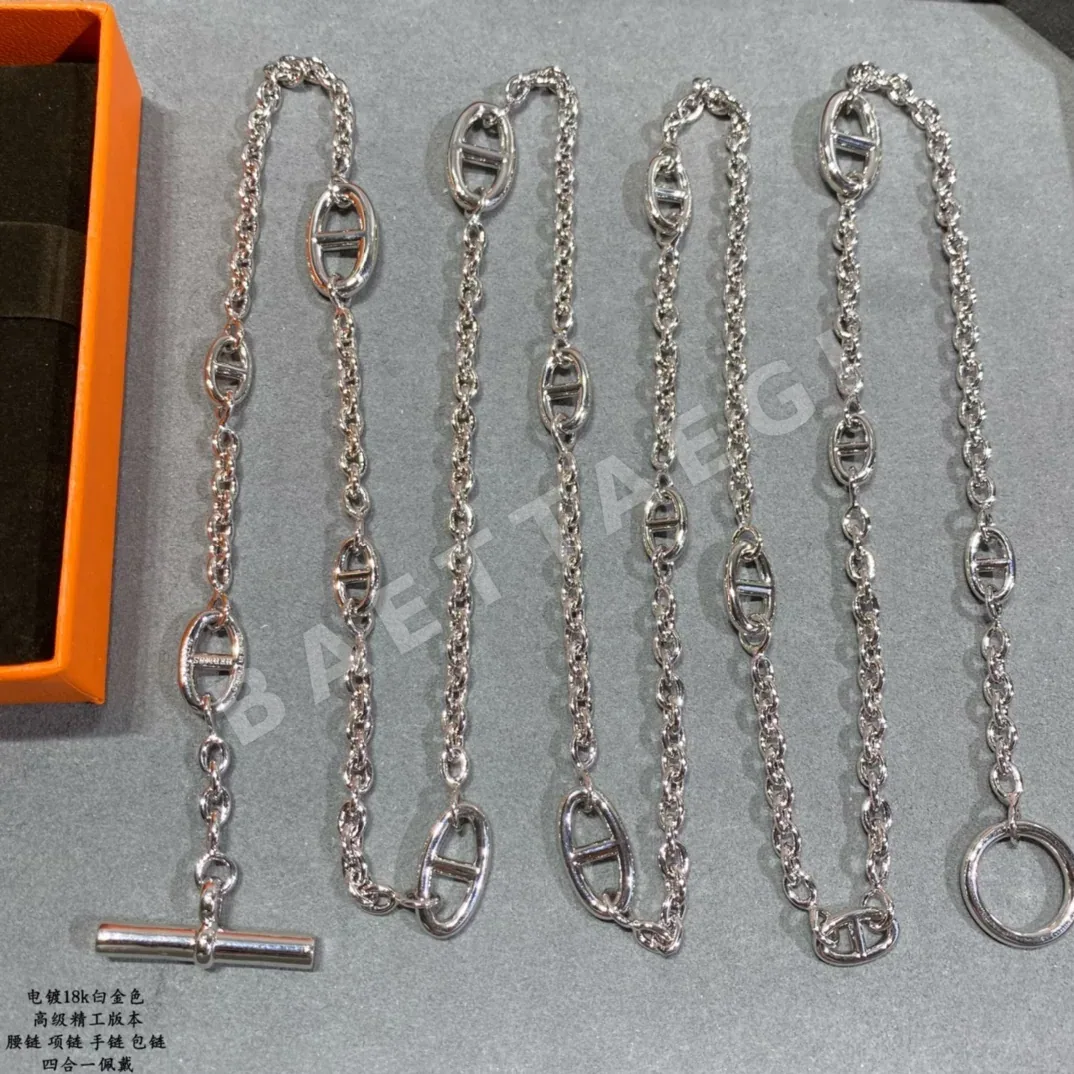 에르메스 피그노즈 18K 화이트 골드 도금 허리 체인 목걸이 상세 이미지 9
