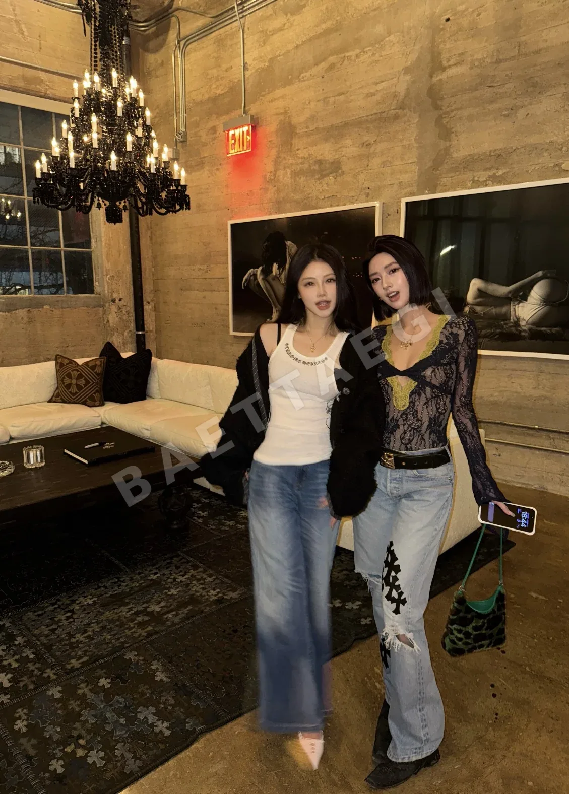 크롬하츠 그린 레오파드 프린트 테디베어 언더암 가방 상세 이미지 12