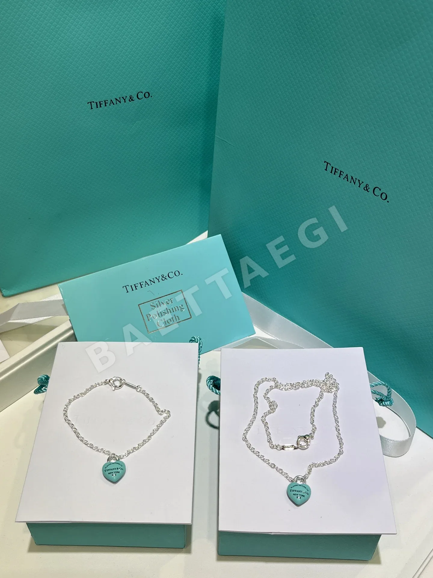 티파니 블루 하트 925 스털링 실버 목걸이 70765