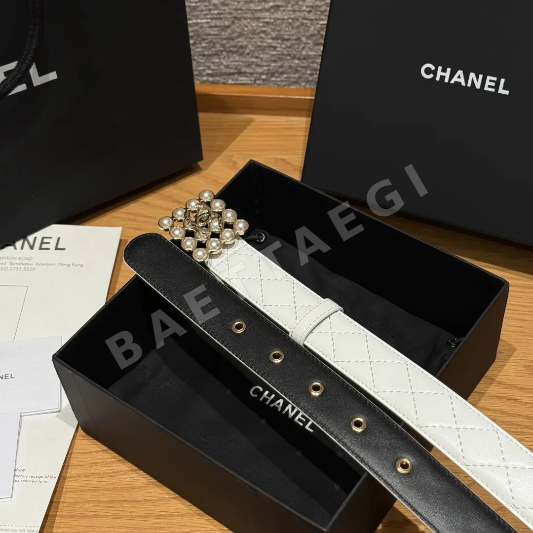 샤넬 더블 C 메탈 로고 램스킨 벨트 상세 이미지 6