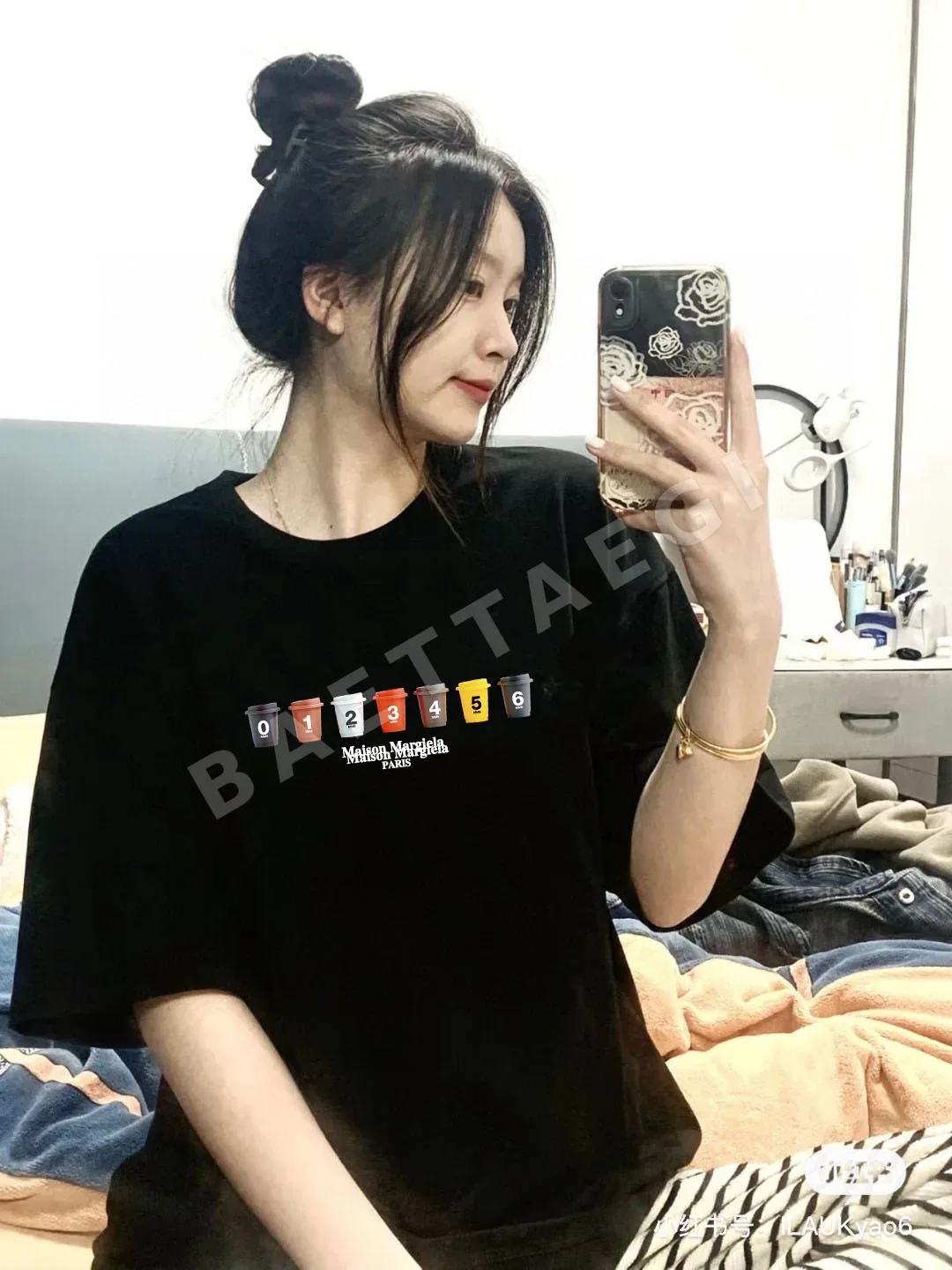 마르지엘라 프린트 로고 면 크루넥 반팔 티셔츠 상세 이미지 9
