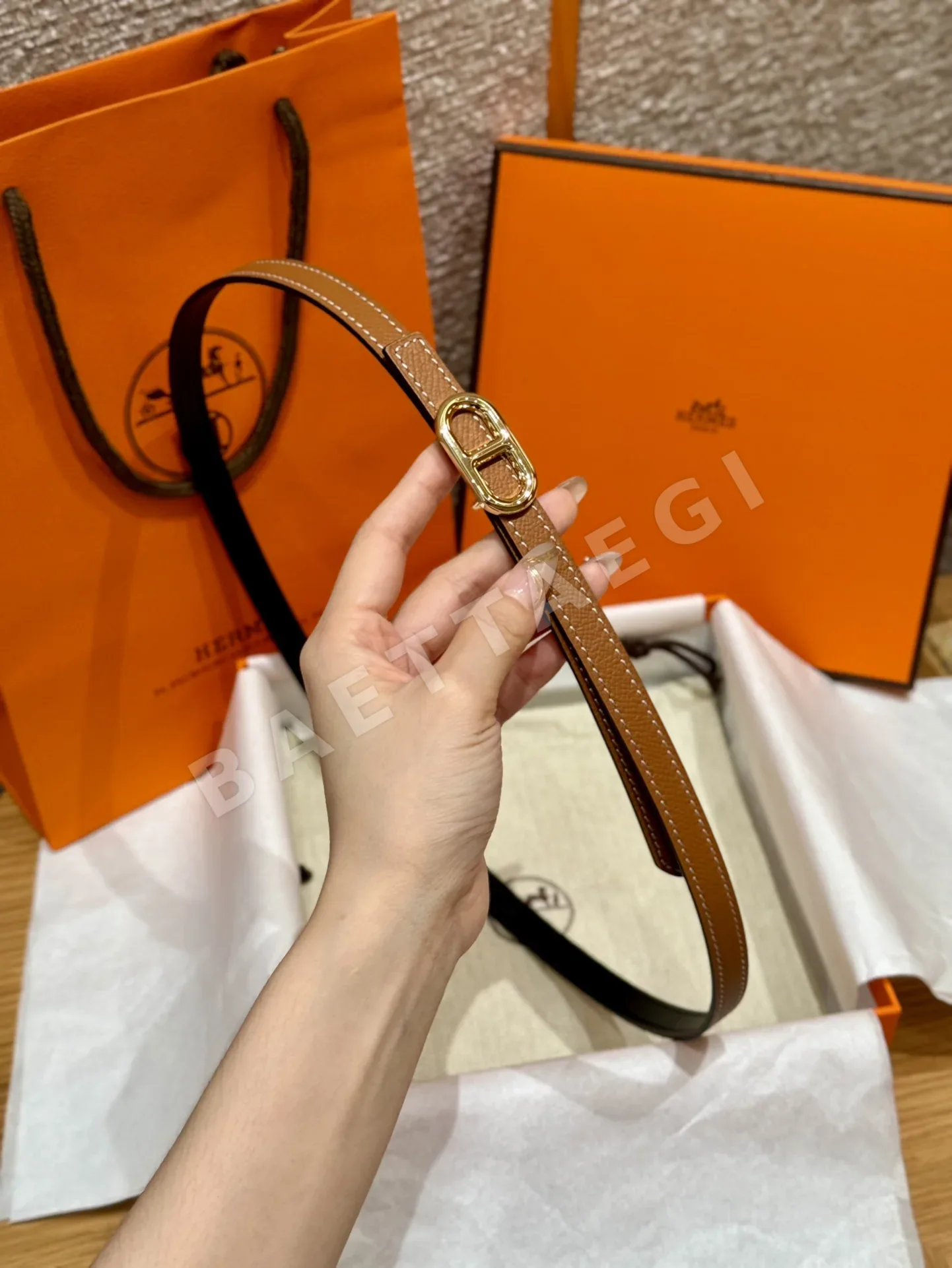 에르메스 셰느당크르 링크 금도금 버클 벨트 상세 이미지 5