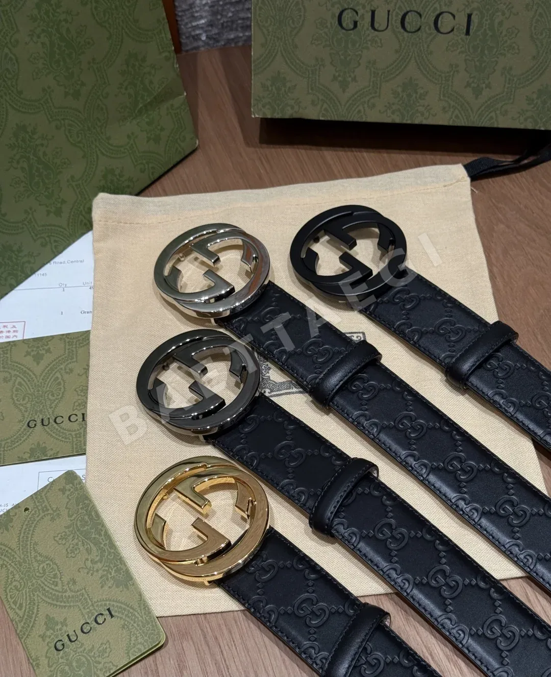 구찌 인터로킹 G 시그니처 가죽 벨트 상세 이미지 3