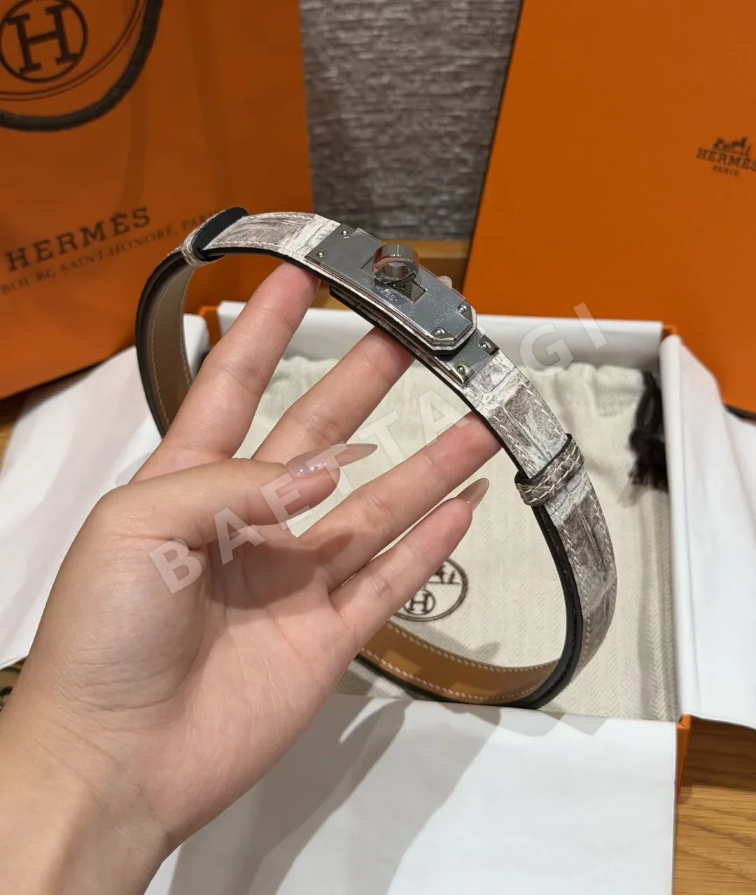 에르메스 켈리 히말라야 악어가죽 벨트 176539