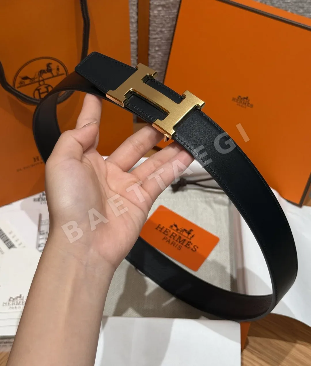 에르메스 H 버클 리버시블 가죽 벨트 32mm 상세 이미지 4