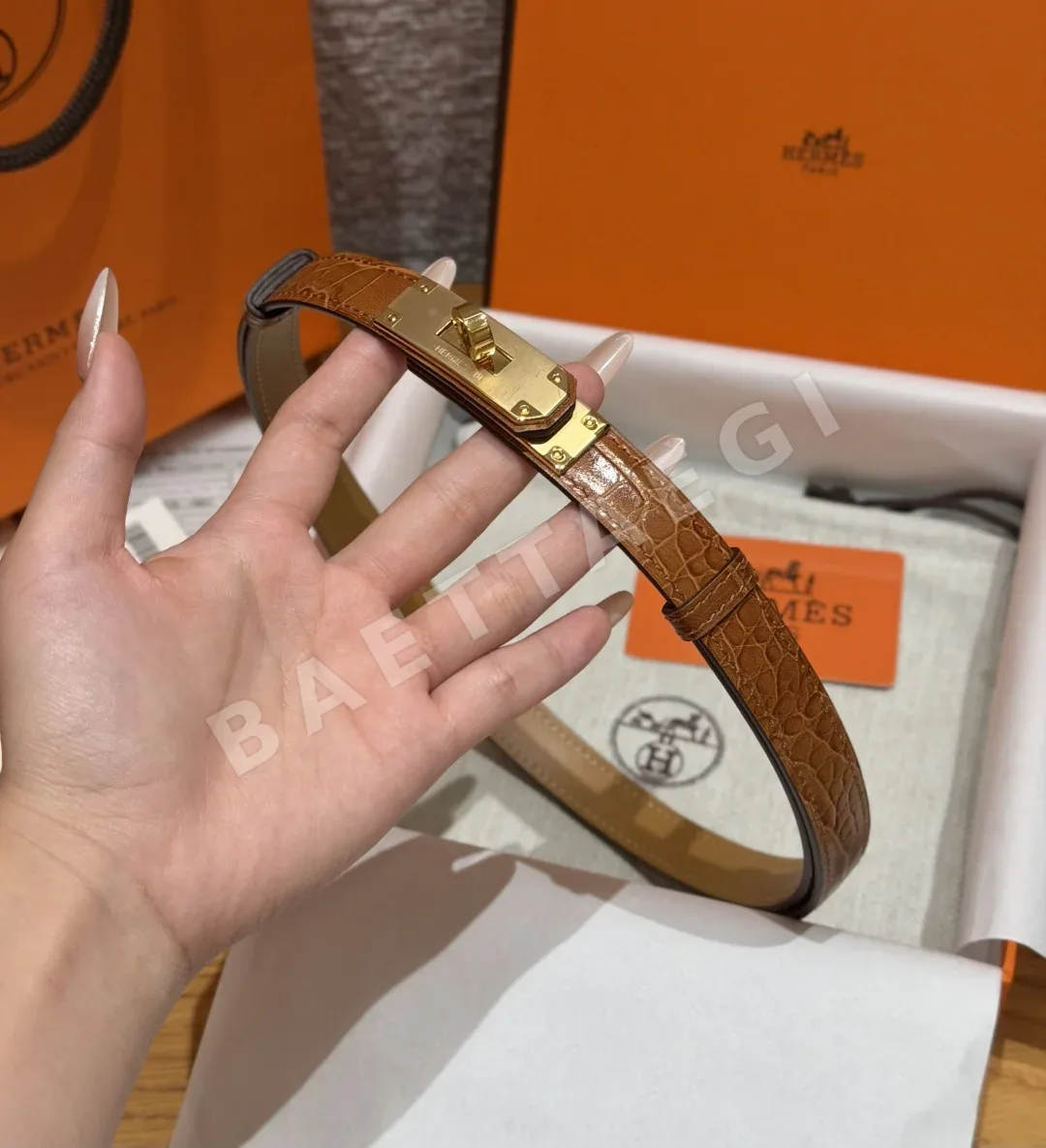 에르메스 켈리 버클 송아지가죽 벨트 176571