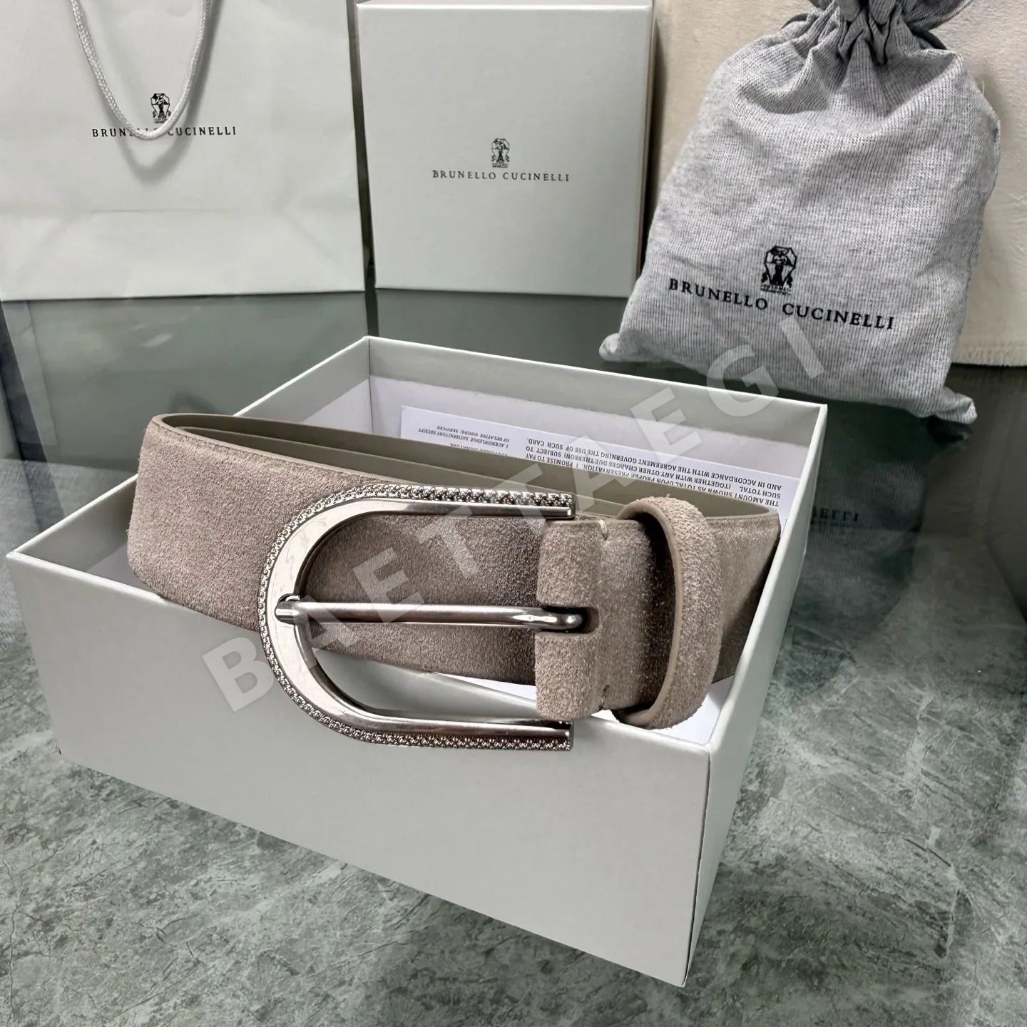 브루넬로쿠치넬리 누벅 소가죽 양면 남성 벨트 상세 이미지 4