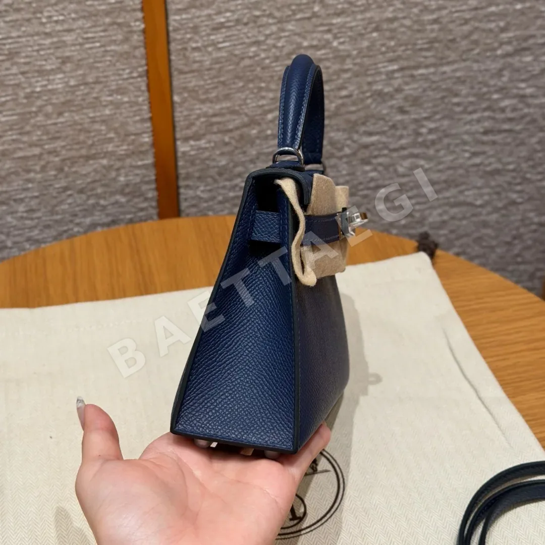 에르메스 켈리 미니 2 블루 네이비 앱송 가죽 가방 상세 이미지 4
