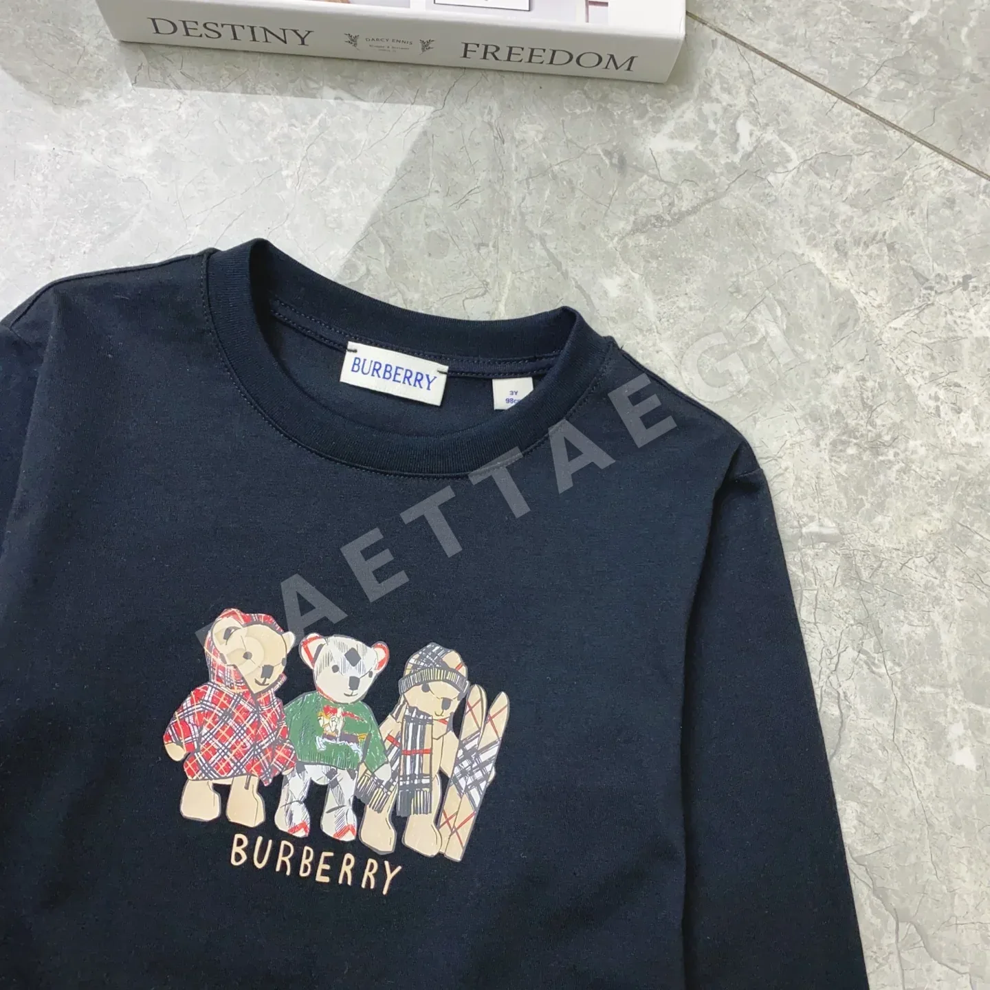 버버리 만화 곰 프린트 키즈 긴팔 티셔츠 상세 이미지 4