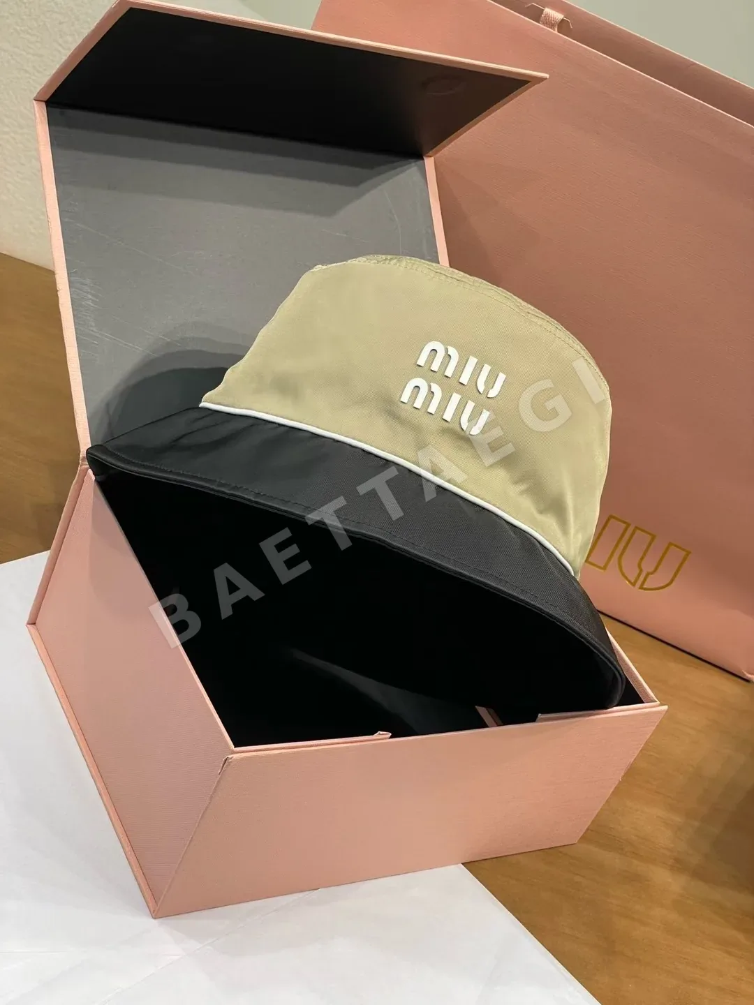 미우미우 컬러 블록 버킷 햇 모자 80893