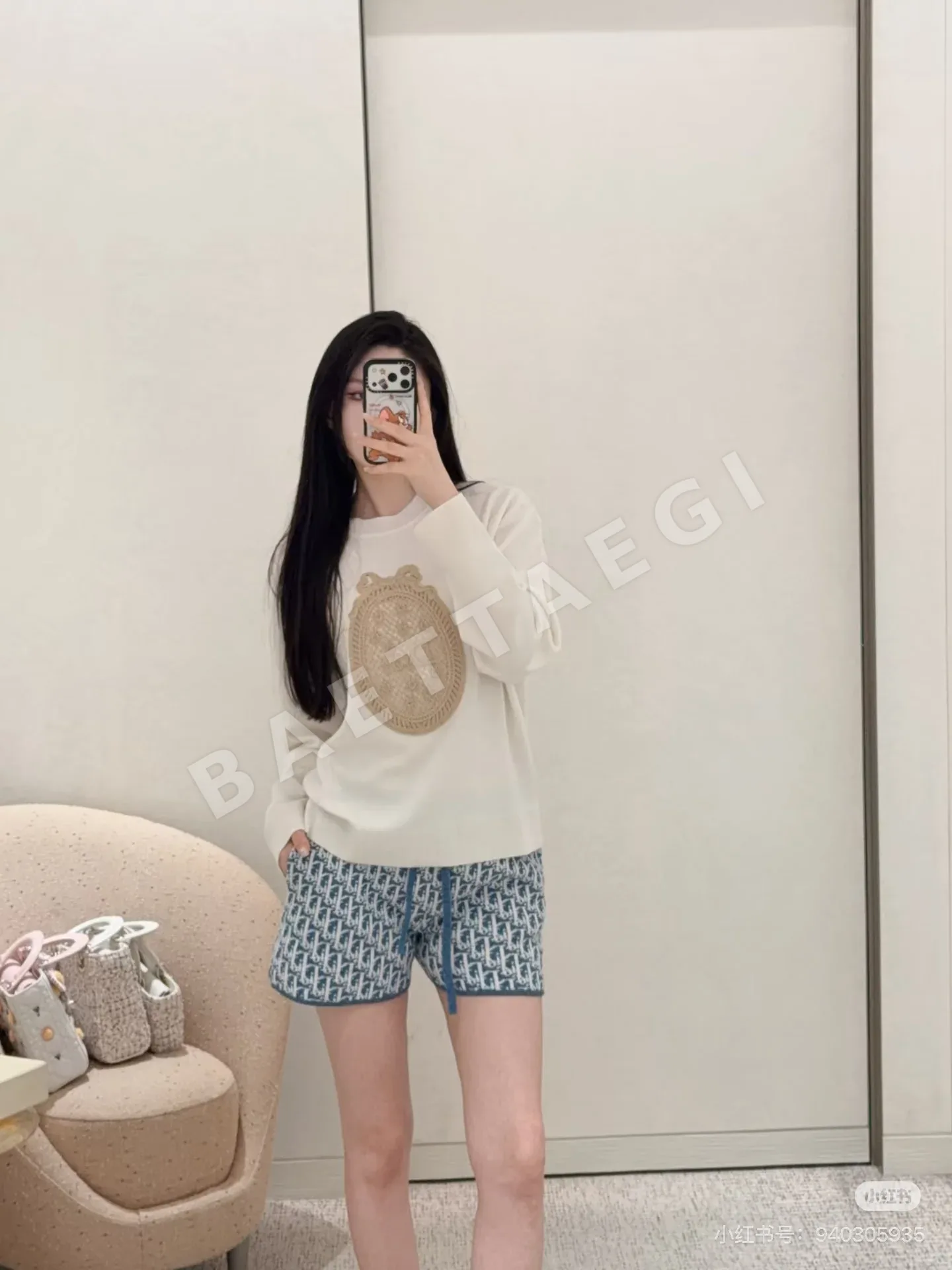 디올 가든 월드 3D 자수 울 실크 니트 긴팔 탑 상세 이미지 2