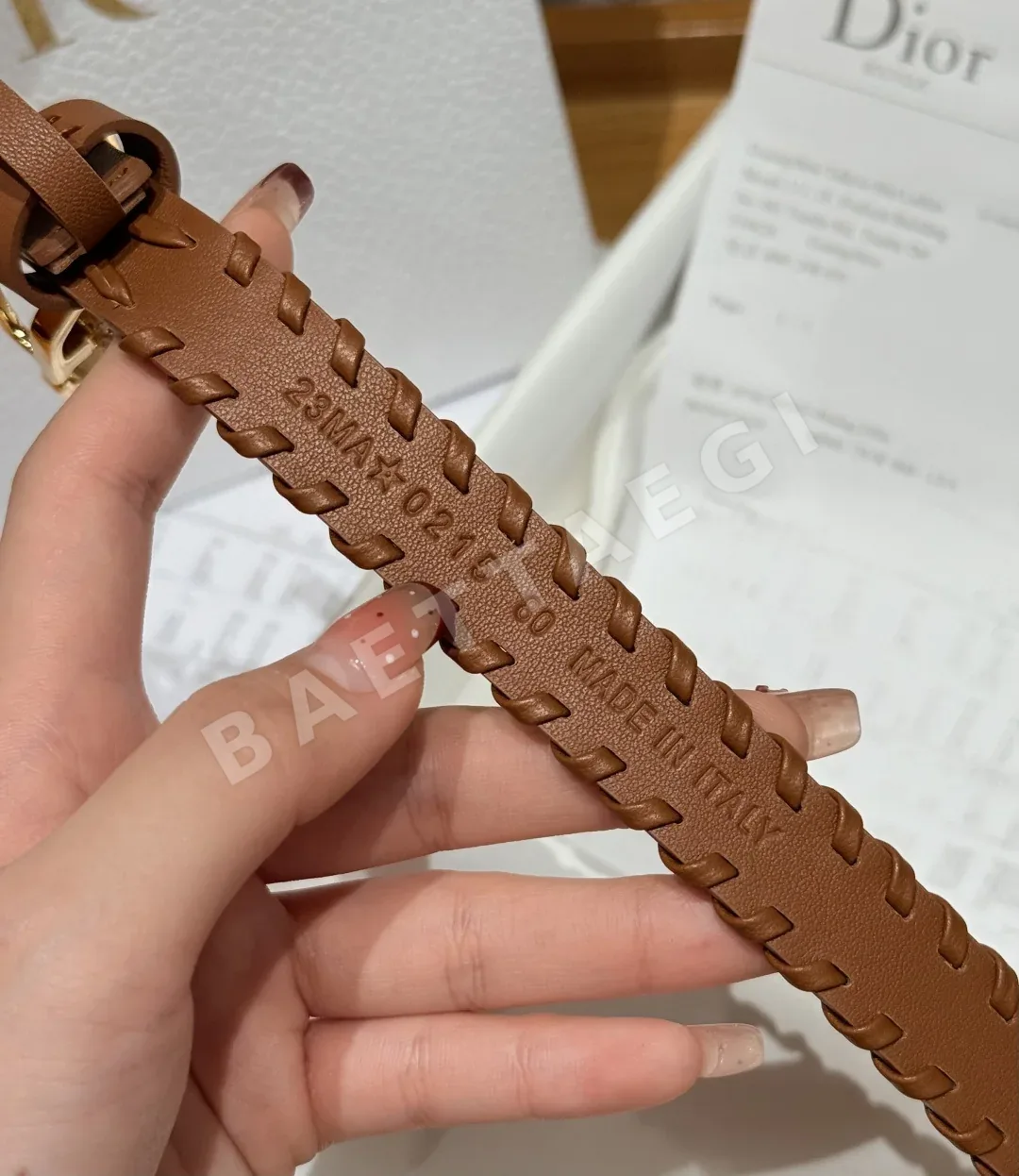 디올 광택 소가죽 20mm 가죽 채찍 스티치 벨트 상세 이미지 9