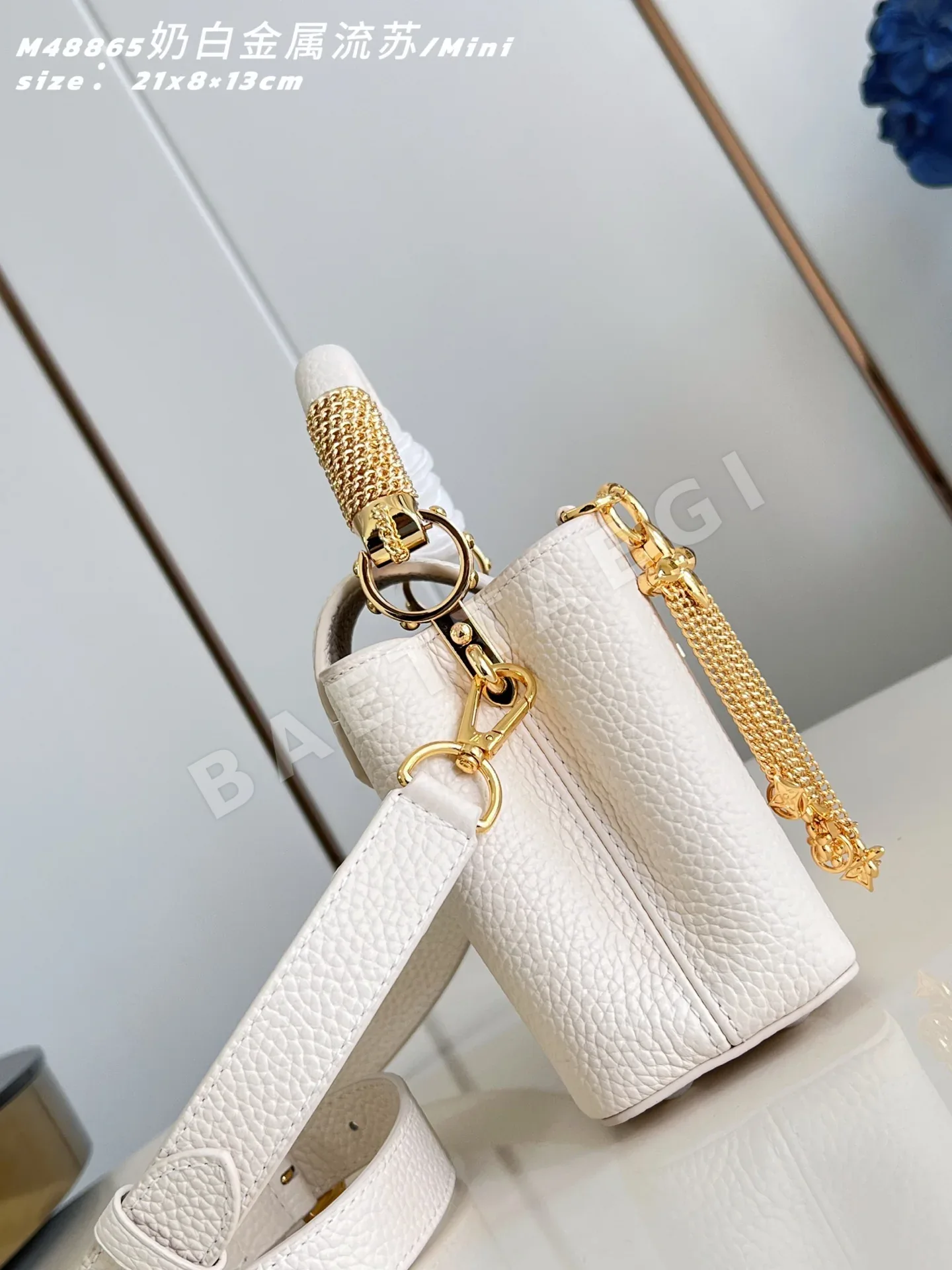 루이비통 M48865 화이트 카푸신 핸드백 미니 상세 이미지 4