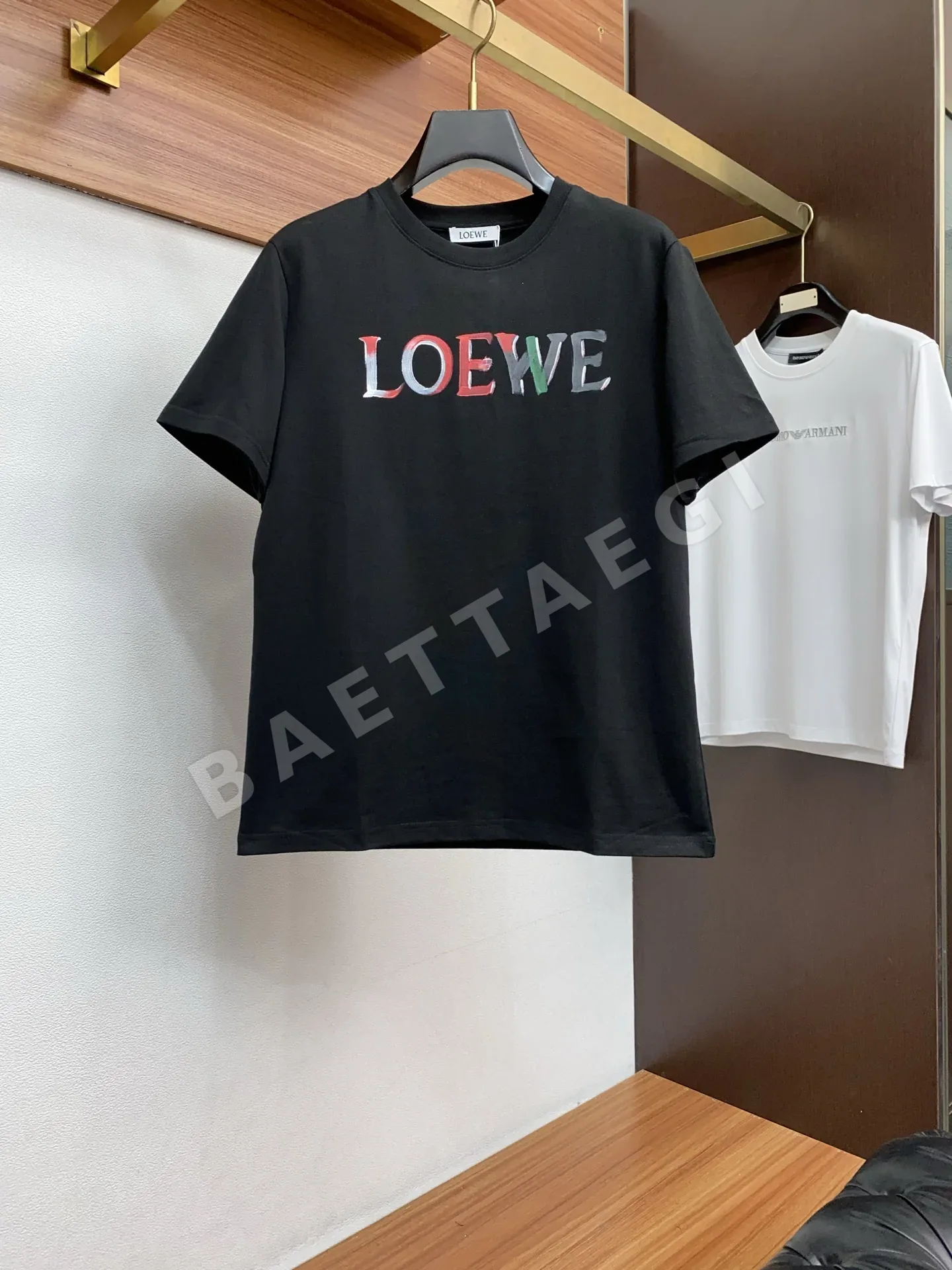 로에베 순백 코튼 크루넥 반팔 티셔츠 48367