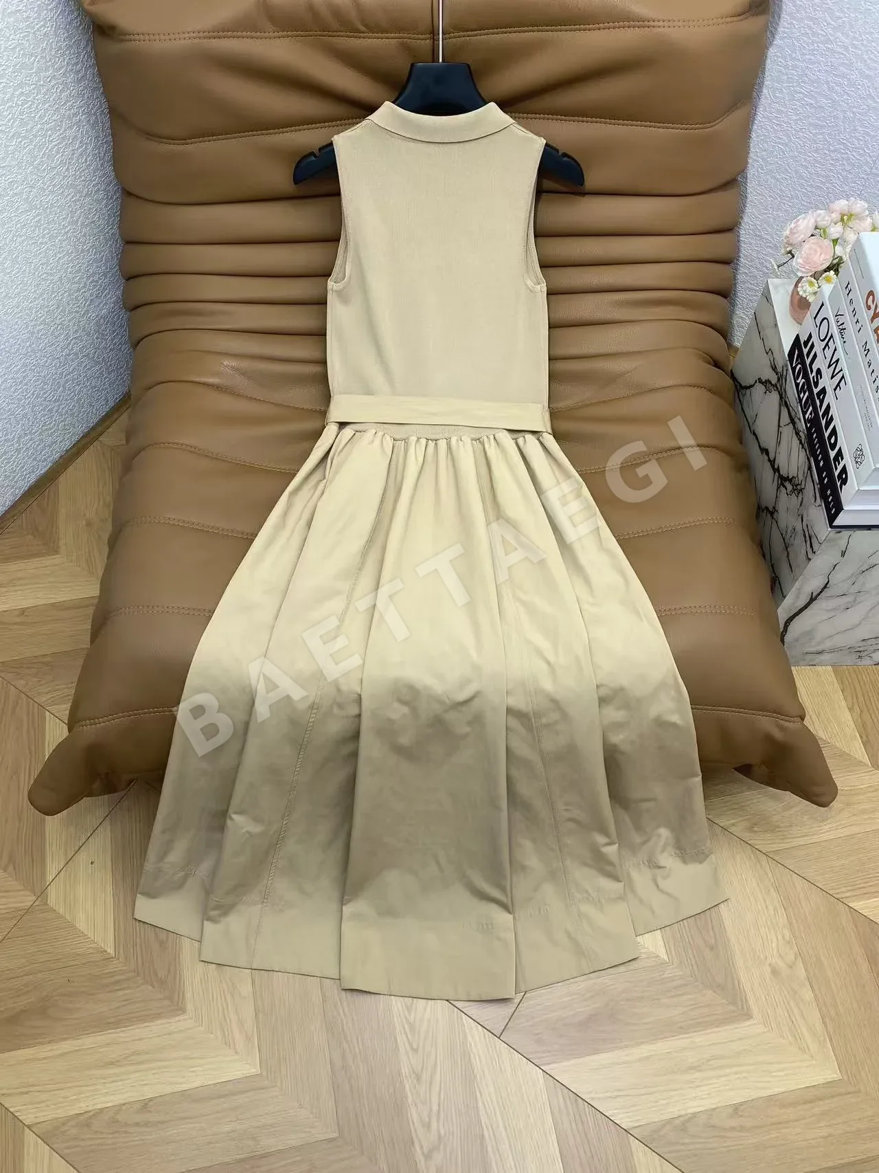 발렌티노 울 코튼 혼방 민소매 맥시 원피스 상세 이미지 9