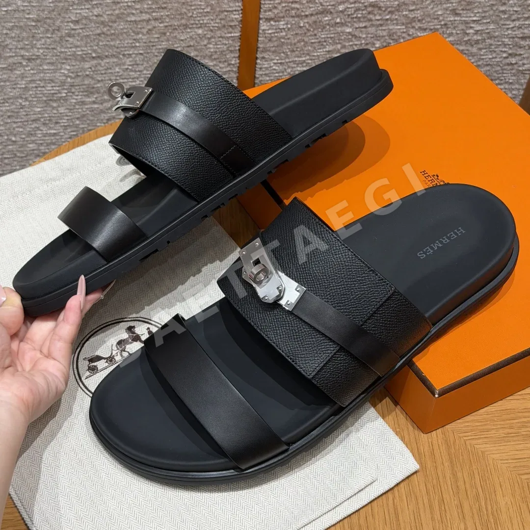 에르메스 잭슨 샌들 블랙 카프스킨 실버 버클 상세 이미지 4