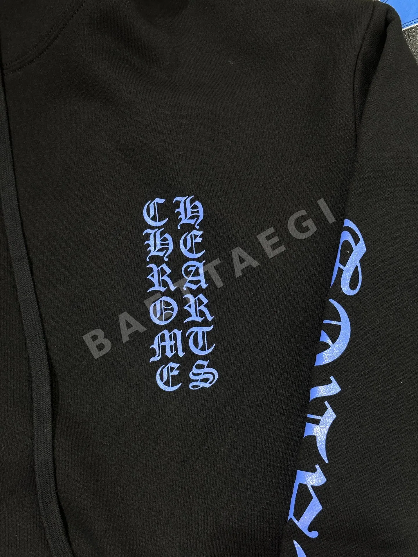 크롬하츠 블루 선스크리트 블랙 지퍼업 후드 상세 이미지 3