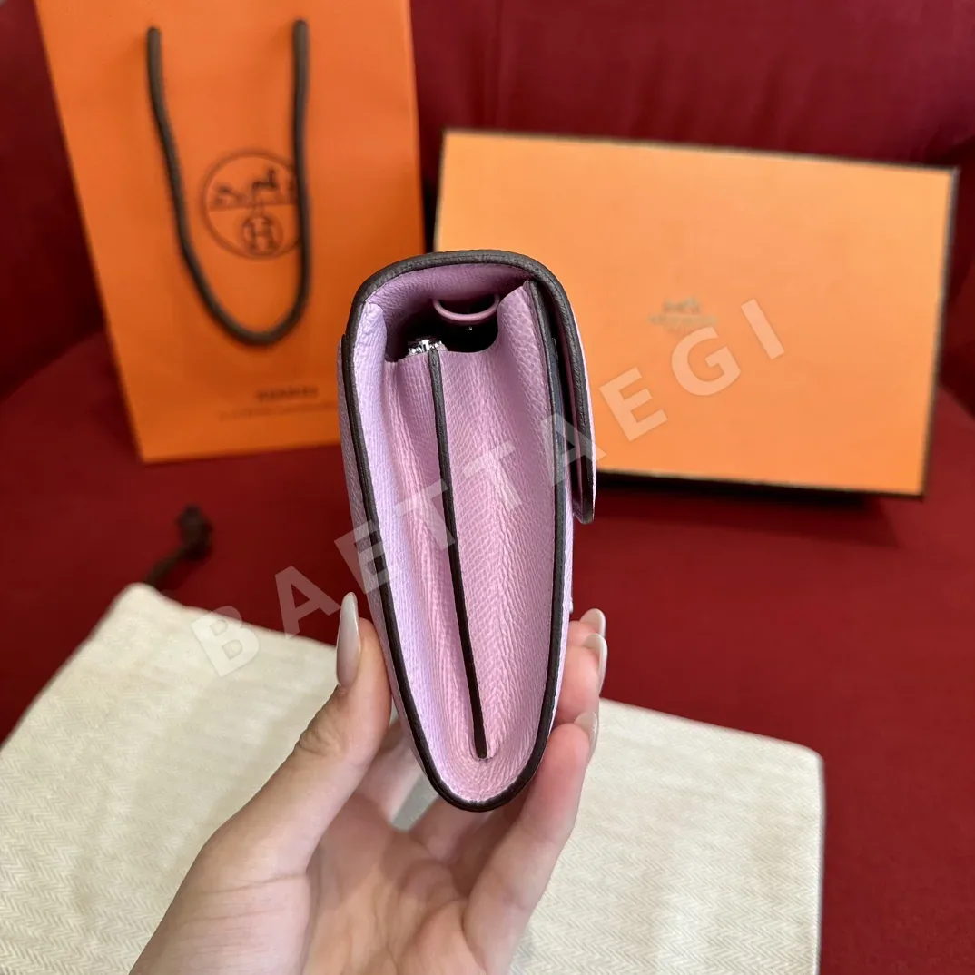 에르메스 콘스탄스 말로우 퍼플 엡솜 야자 프린트 지갑 상세 이미지 4