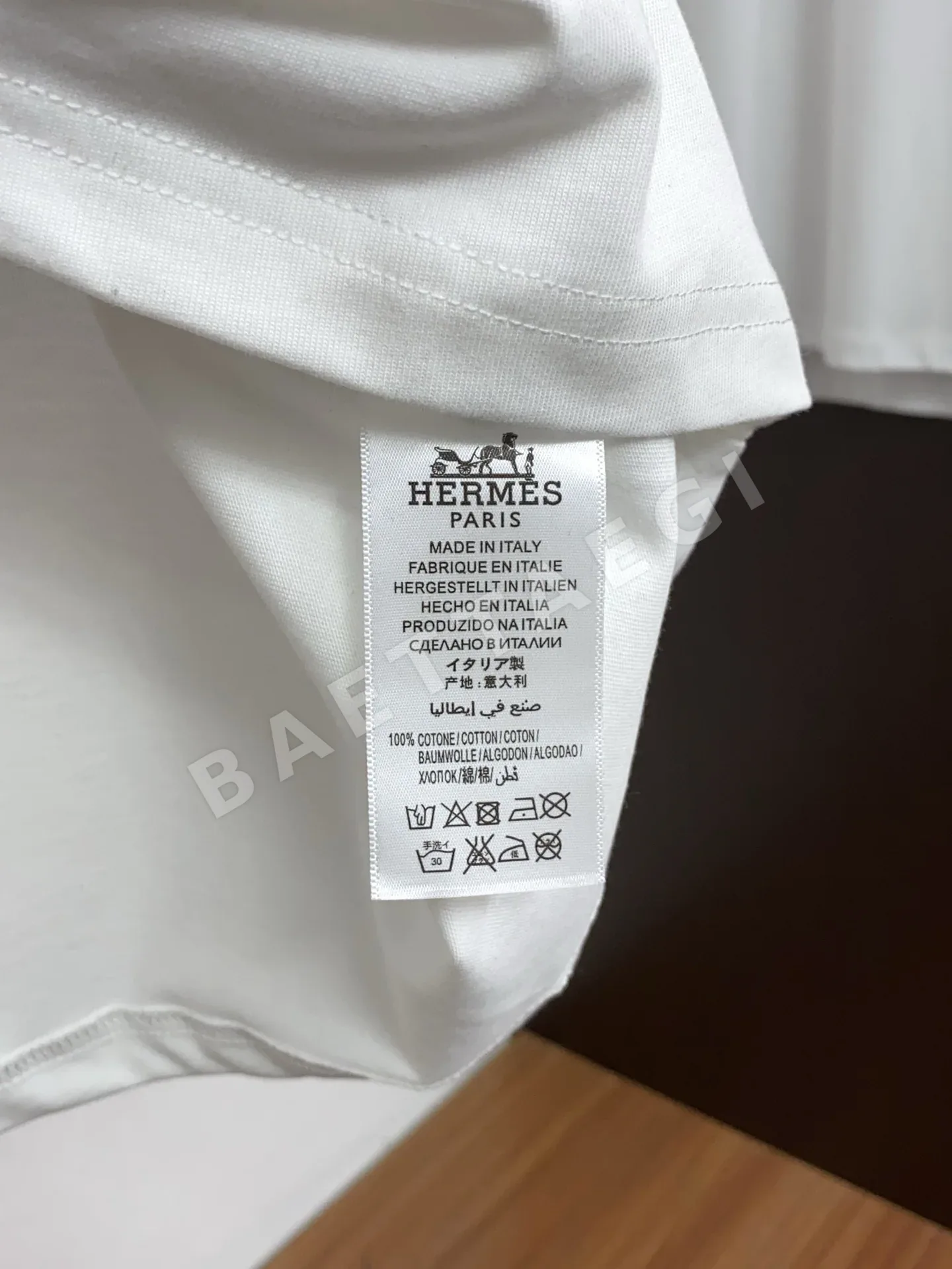 에르메스 남성 장섬유 코튼 반팔 티셔츠 상세 이미지 6