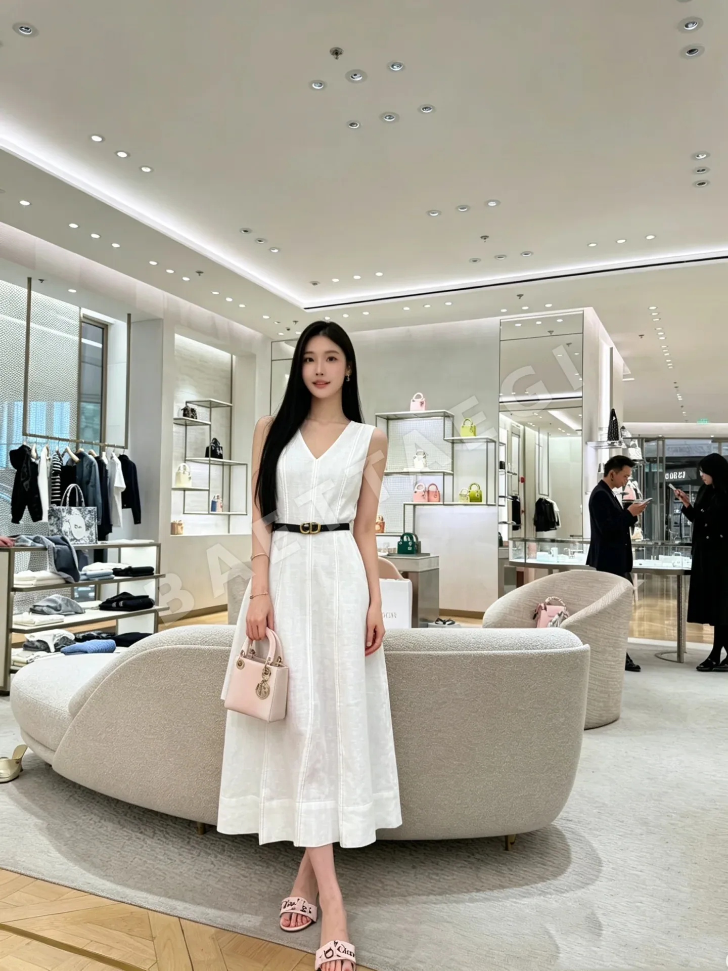 디올 린넨 노슬리브 A라인 원피스 121744