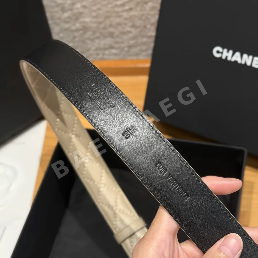 샤넬 다이아몬드 패턴 램스킨 더블 C 메탈 로고 벨트 상세 이미지 9
