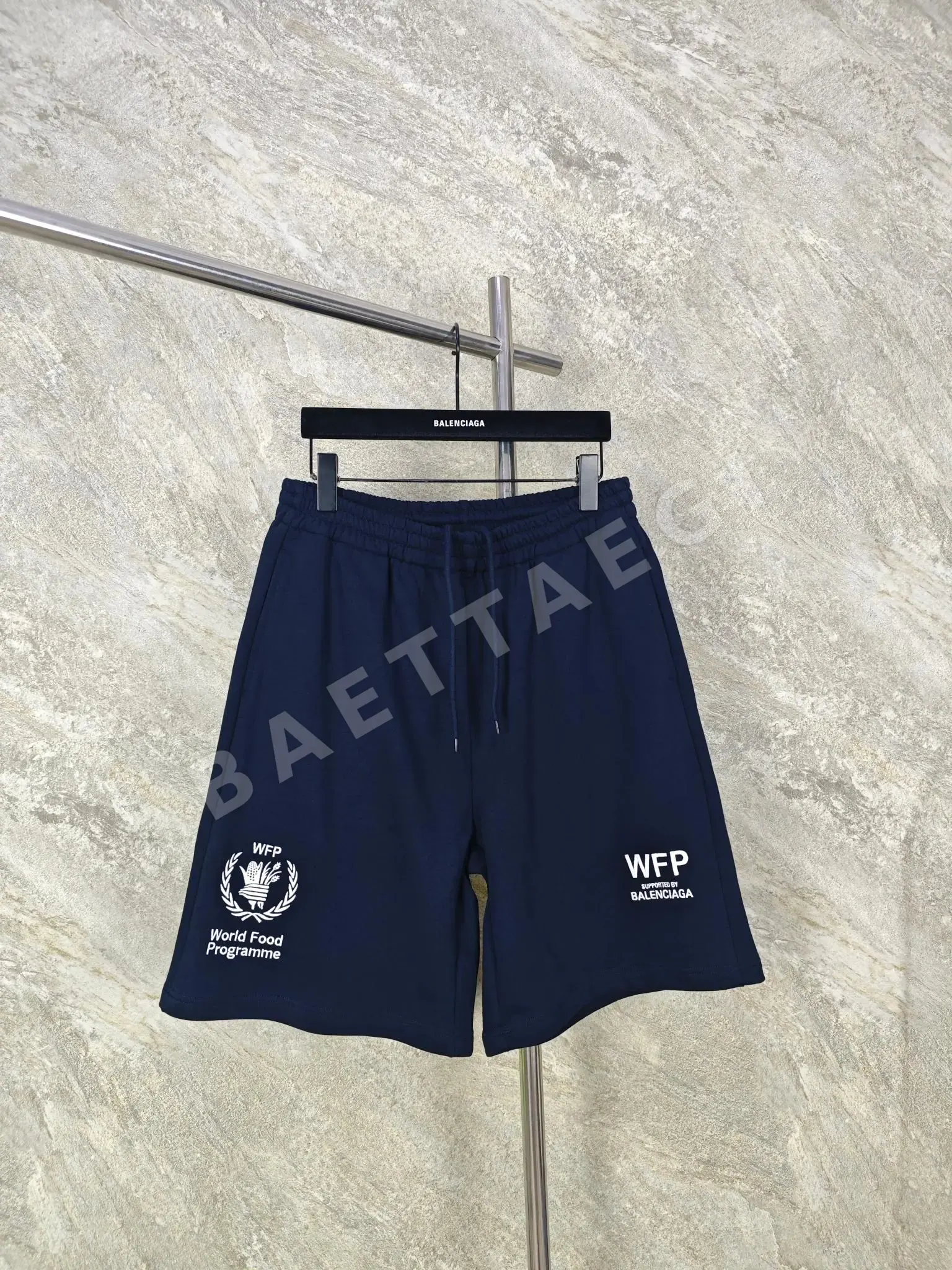 발렌시아가 WFP 프린트 네이비 남성 반바지 158422