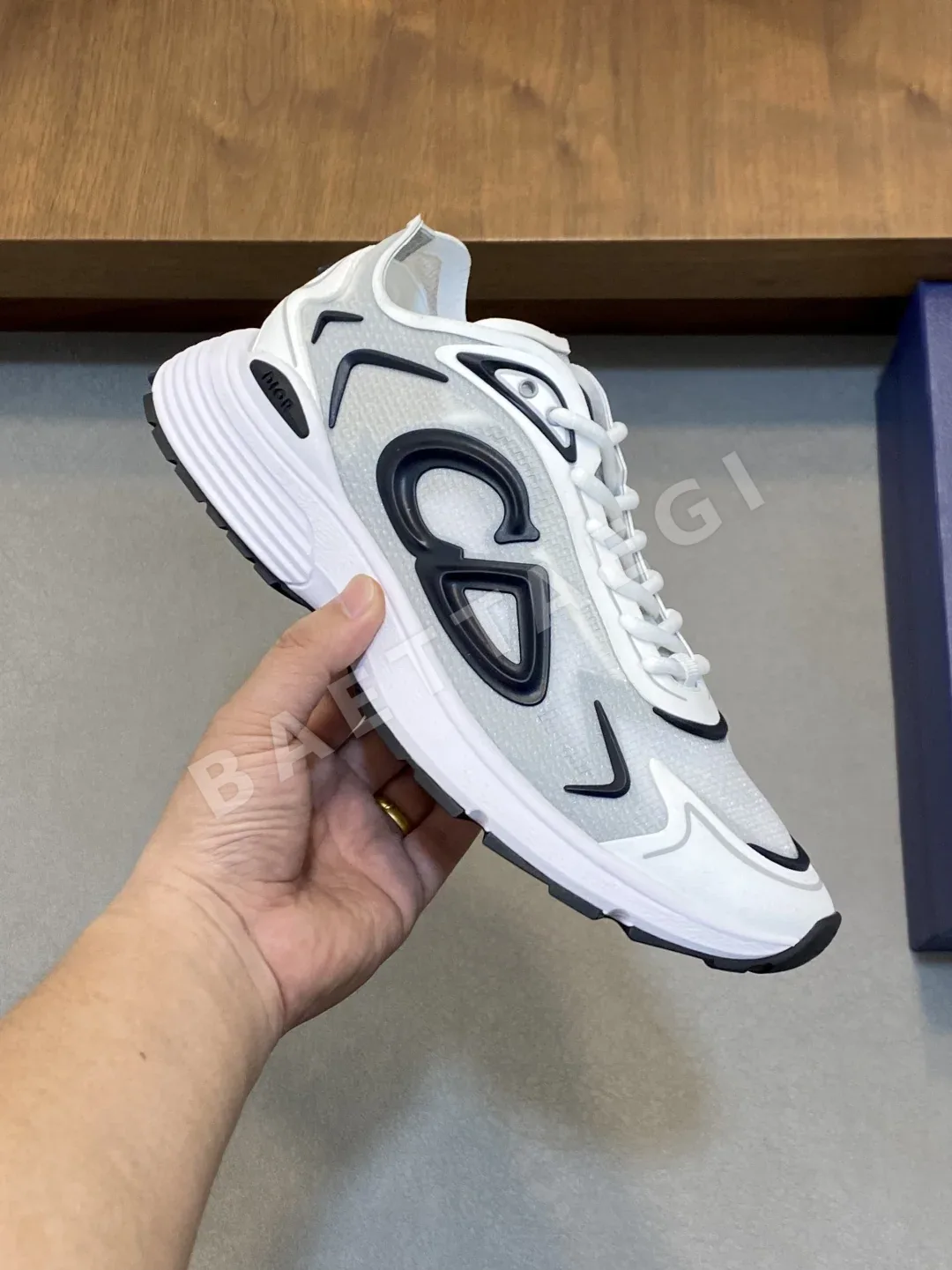 디올 B30 스니커즈 블루 나일론 CD30 로고 상세 이미지 5