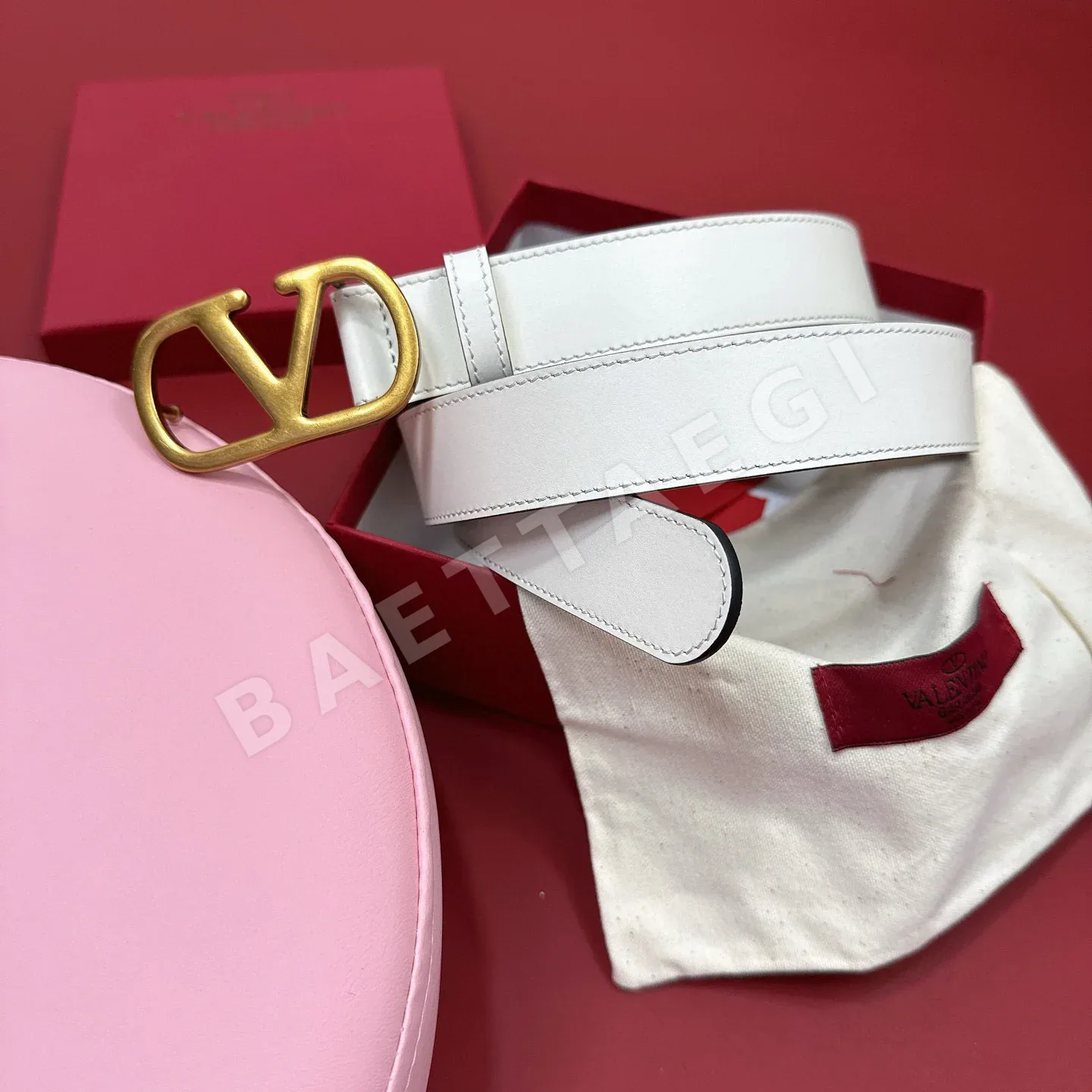 발렌티노 VLOGO 시그니처 스와로브스키 크리스탈 카프스킨 벨트 상세 이미지 3