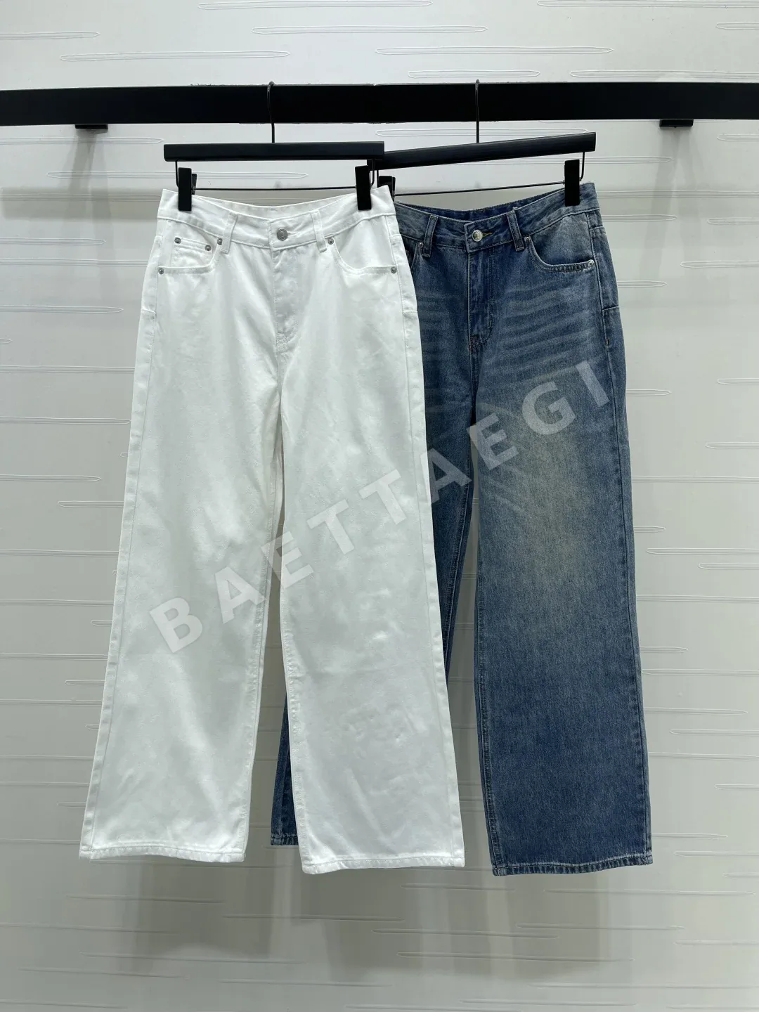 디올 컬러 블록 스트레이트 레그 코튼 데님 바지 92598