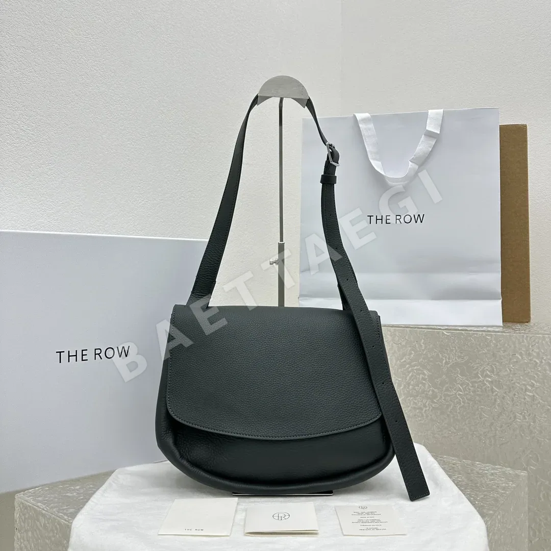 더로우 진한 녹색 풀그레인 가죽 메신저백 128622