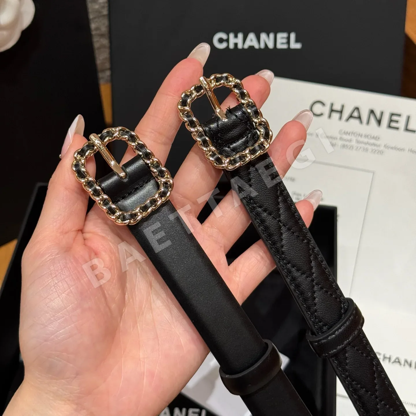 샤넬 블랙 카프스킨 벨트 상세 이미지 2
