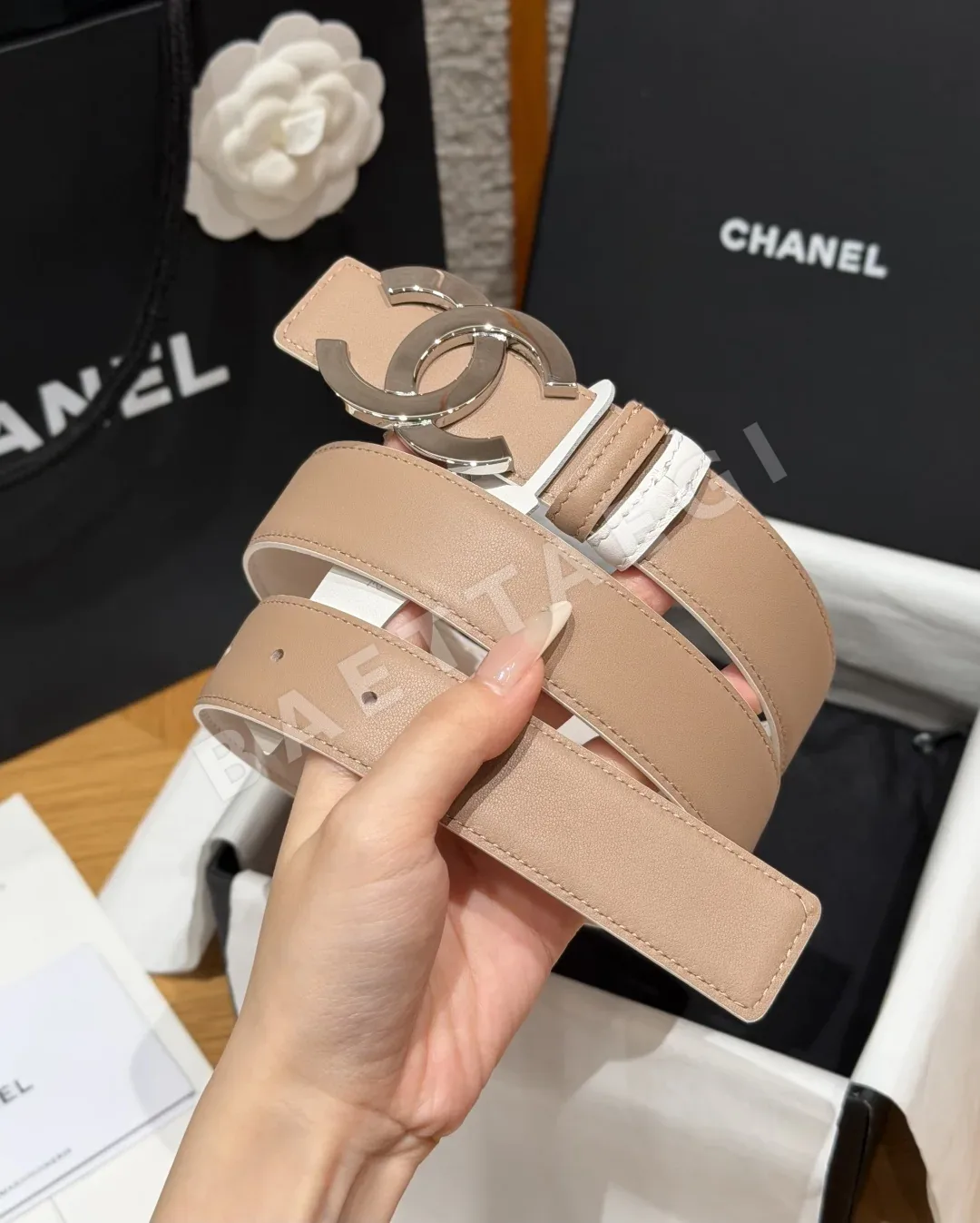 샤넬 더블 C 로고 가죽 벨트 상세 이미지 2