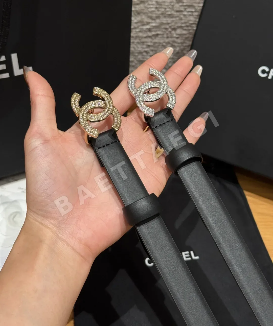 샤넬 라인스톤 송아지가죽 벨트 상세 이미지 4