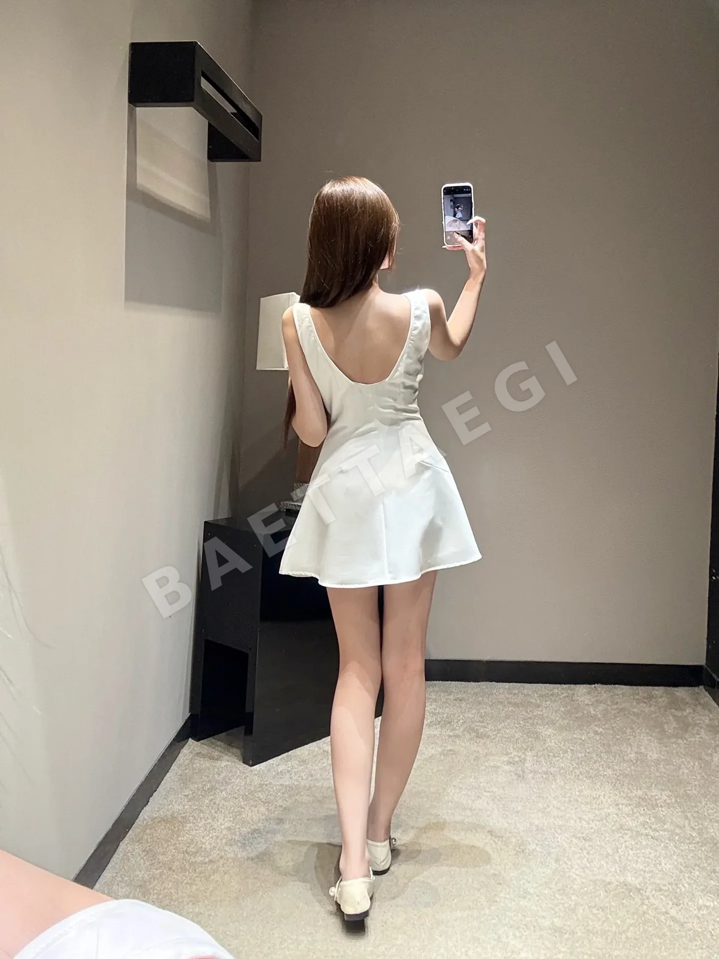 미우미우 V넥 보우 리본 원피스 상세 이미지 7