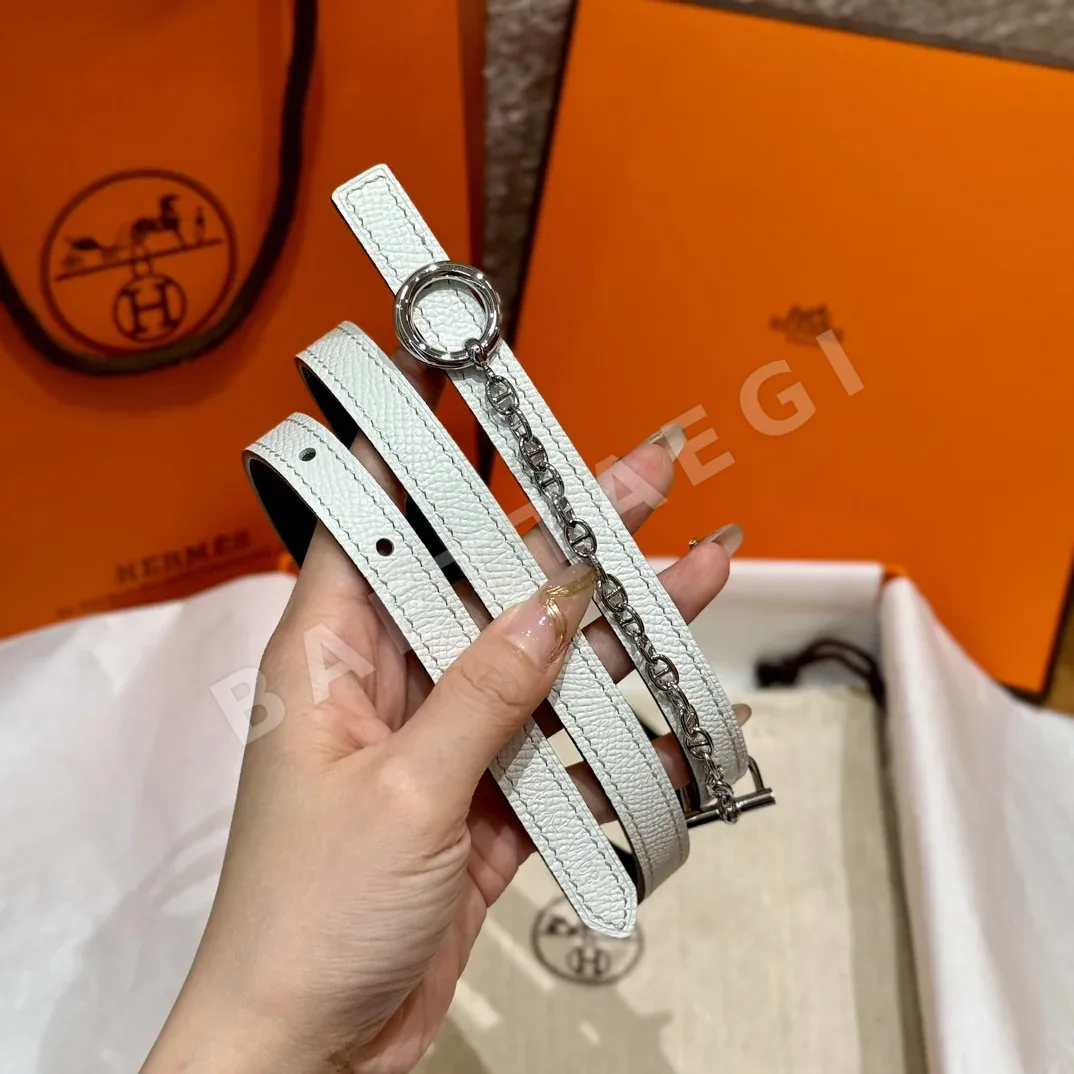 에르메스 팔라듐 도금 체인 버클 가죽 벨트 175330