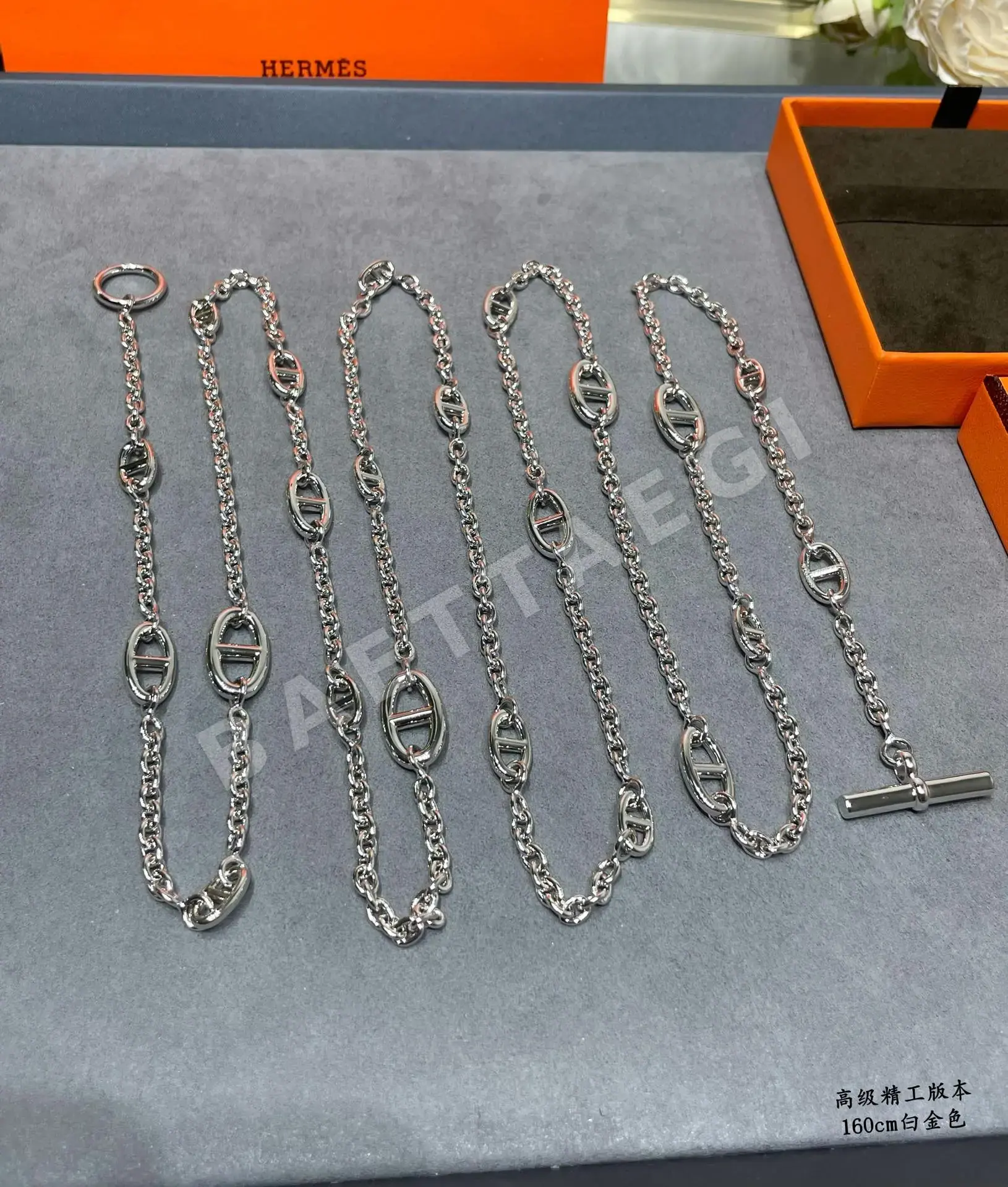 에르메스 파랑돌 피그노즈 18K 화이트 골드 도금 목걸이 상세 이미지 8